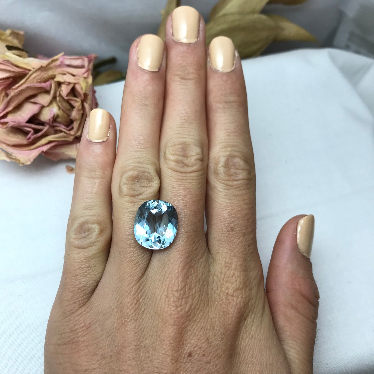 10 Ct Natural Blue Aquamarine 15.7x13.8mm Light Blue Rectangle Cushion Cut Loose Faceted, March Birthstone, 9.97 Ct