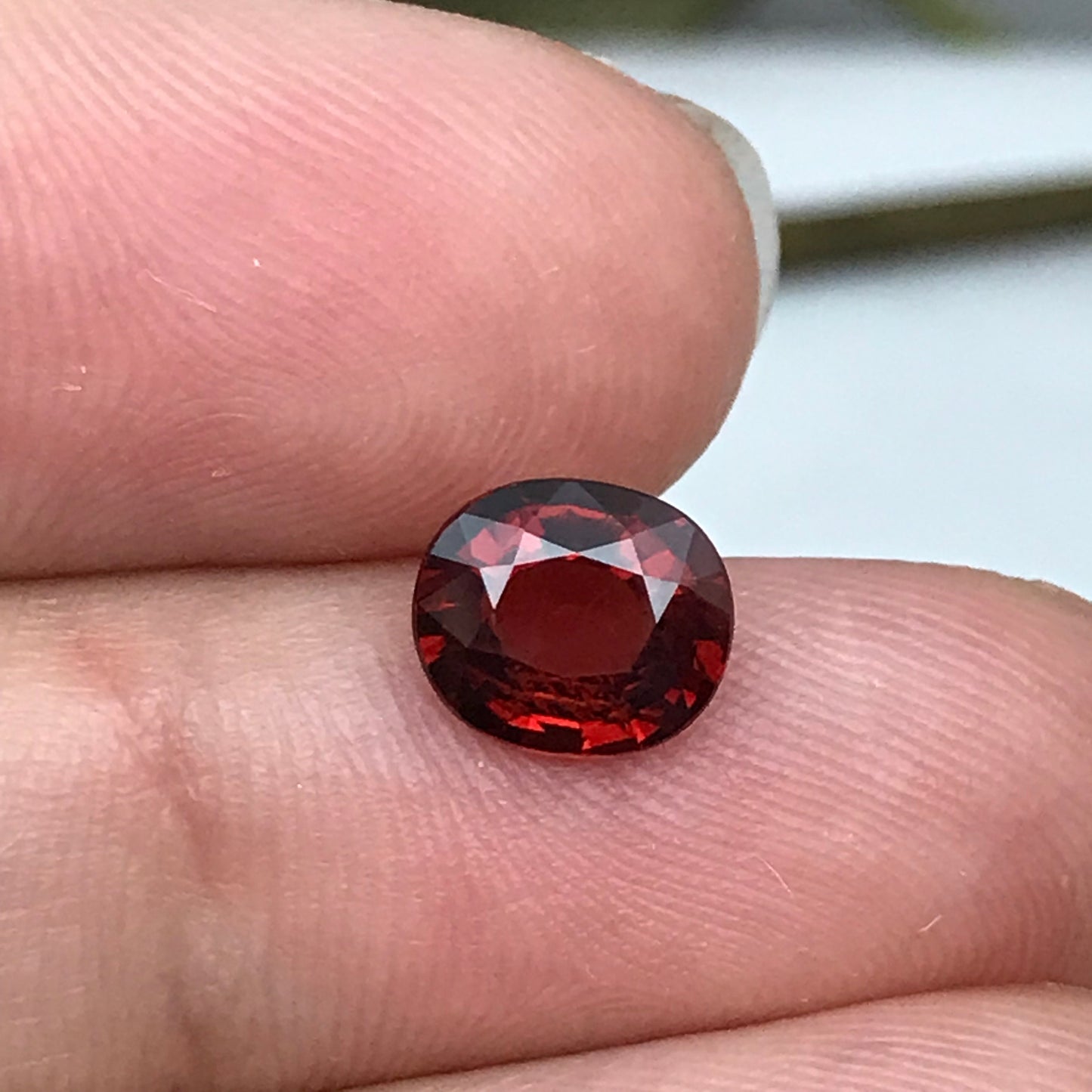 1.66 Ct Natural Orangey Red Spessartite Garnet 7.5x6.5mm Oval Cut, Faceted Loose, Deep Red Orange Garnet