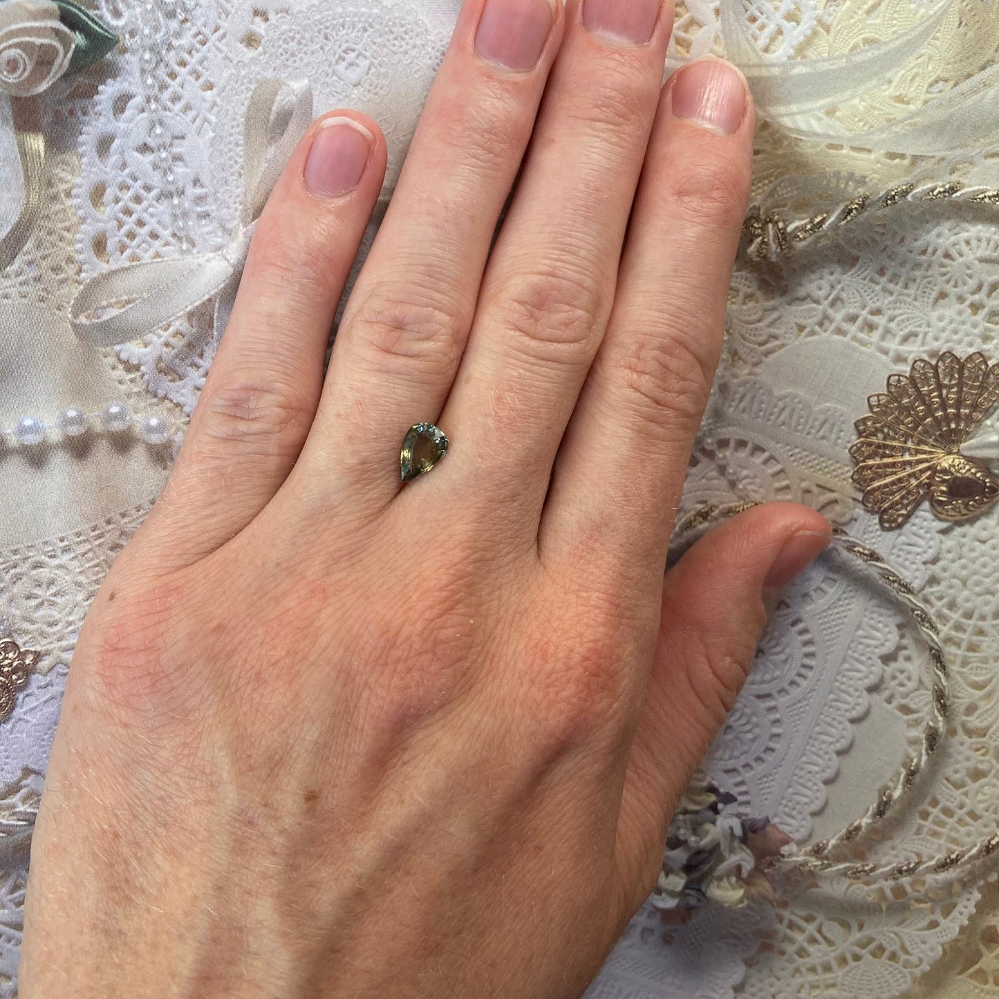 Natural Sapphire 8x5.5mm 1.21 Carat - Green to Gray Purple Gemstone - Pear Tear Drop Corundum Faceted Loose Unmounted- Color Shift/Change