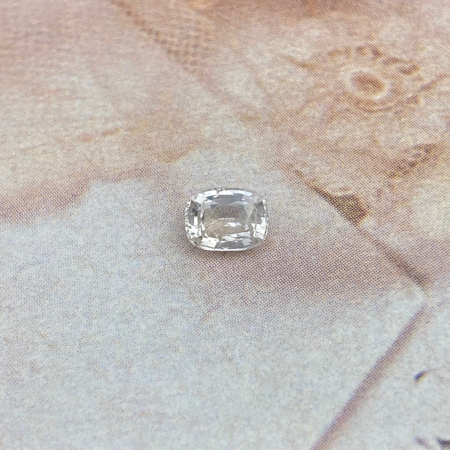 Natural Sapphire 0.75 carat 5.5x4.2 mm Cushion Cut, Faceted Loose Gemstone Very Light Yellow Almost Clear, White Sapphire 5.5x4mm