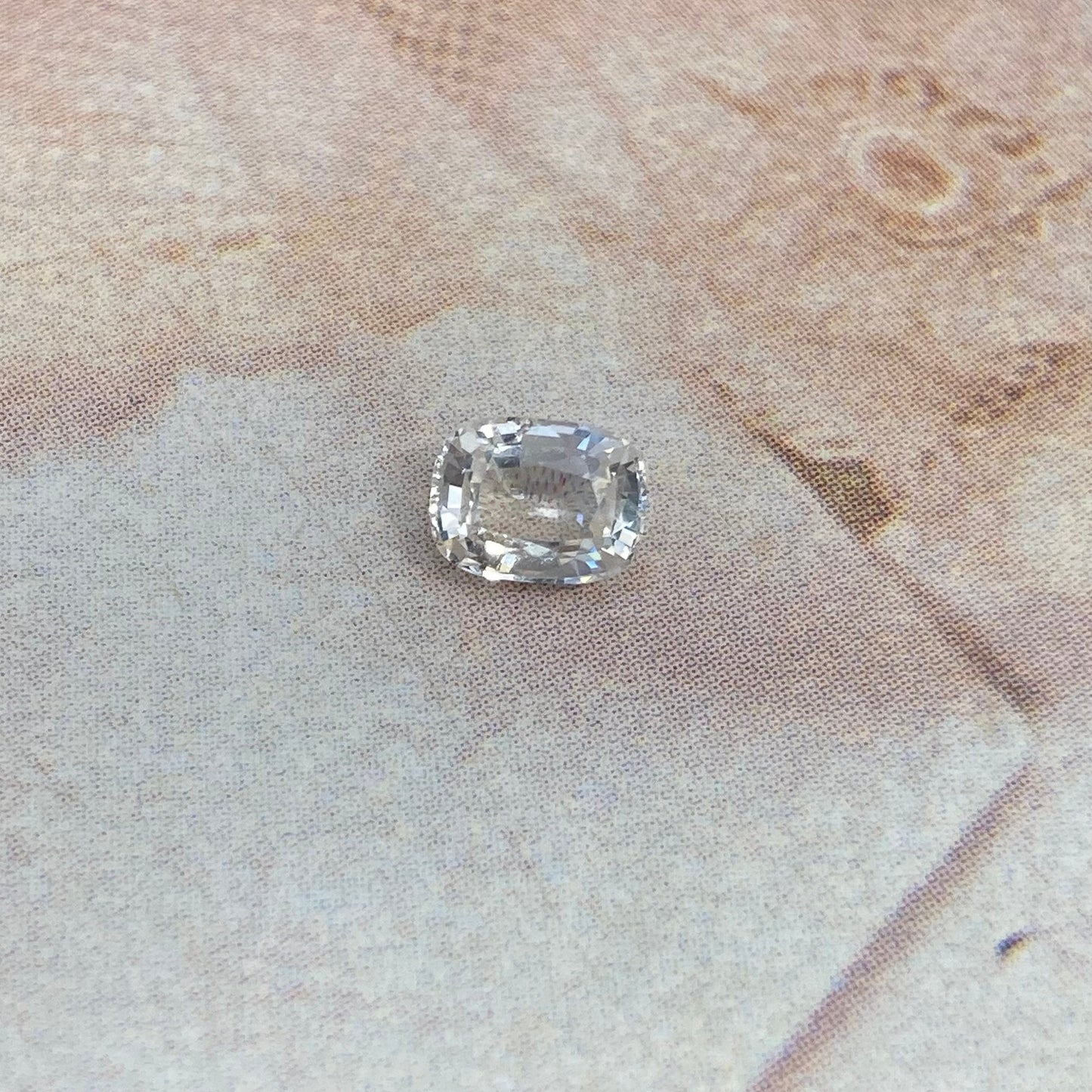 Natural Sapphire 0.75 carat 5.5x4.2 mm Cushion Cut, Faceted Loose Gemstone Very Light Yellow Almost Clear, White Sapphire 5.5x4mm