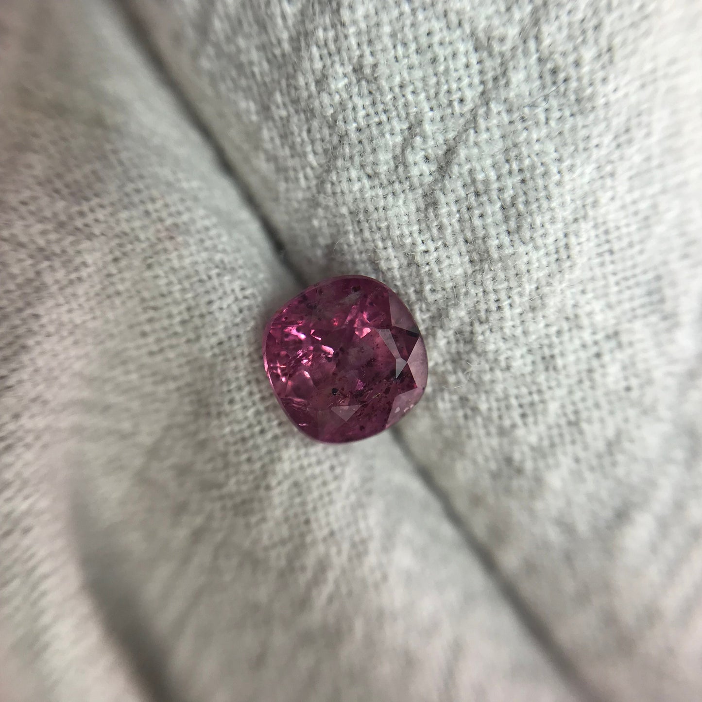 1.31 carat Unheated Pinkish Purple Sapphire 6.15x5.9mm Cushion Cut, Faceted Loose Natural Madagascar Sapphire
