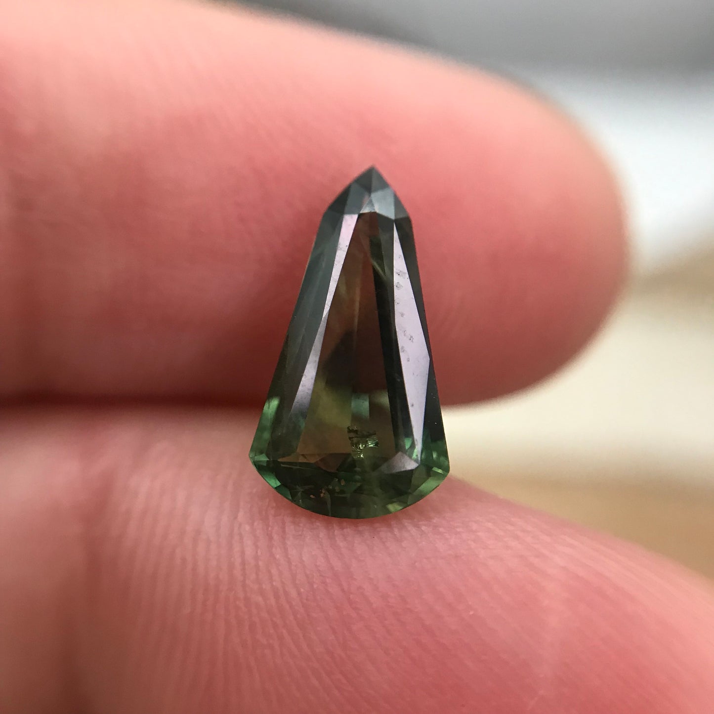 1.86 Carat Green Sapphire 12.0x6.65mm Fancy Cut, Faceted Loose Heated Sapphire, Africa