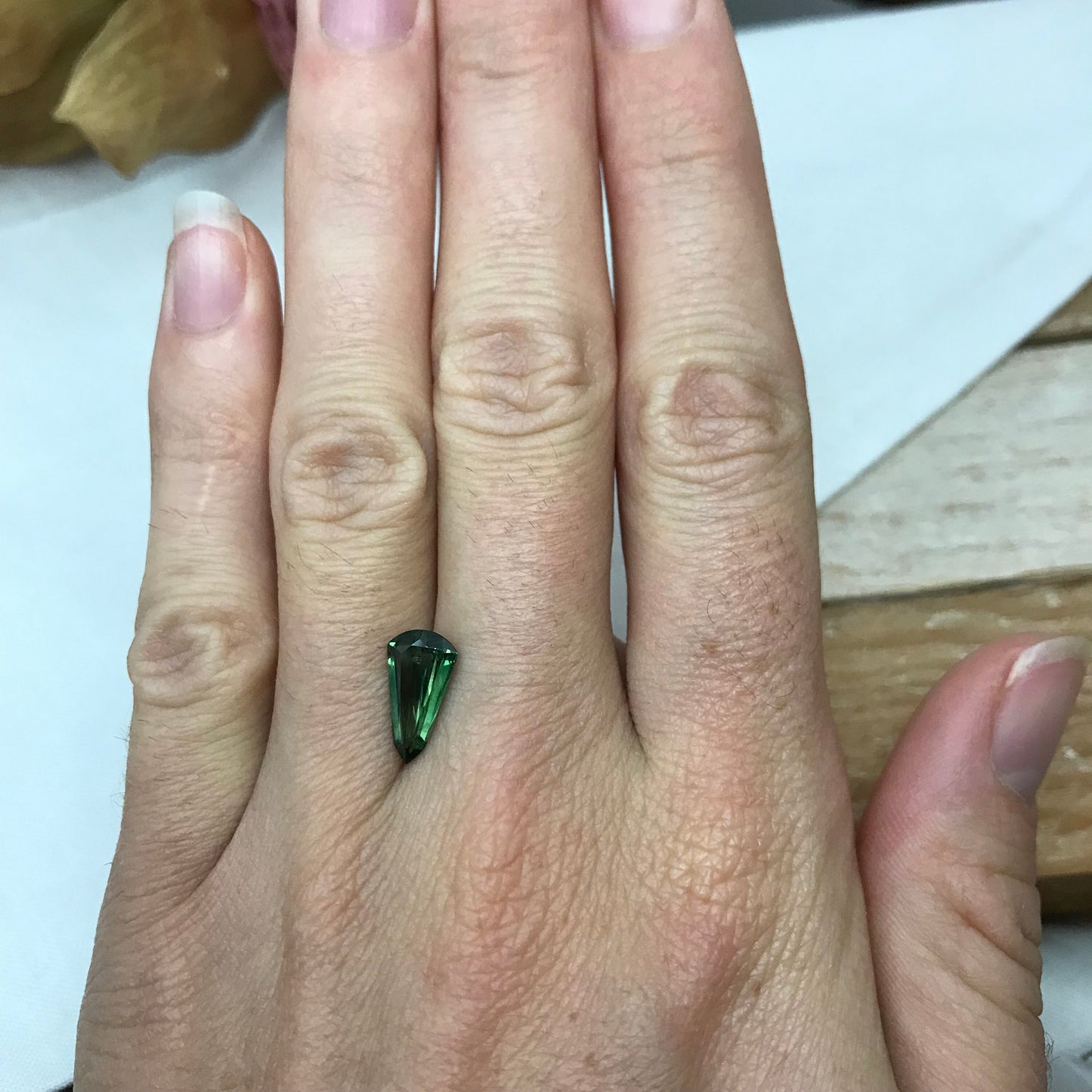 1.86 Carat Green Sapphire 12.0x6.65mm Fancy Cut, Faceted Loose Heated Sapphire, Africa
