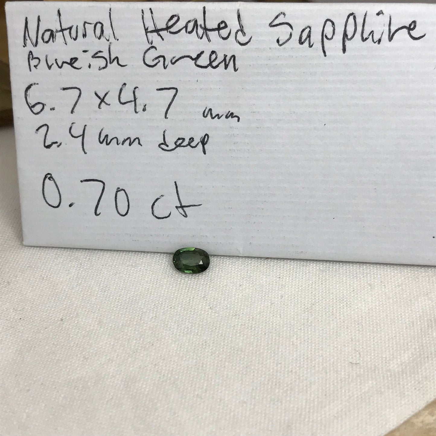 0.70 Ct Natural Green Sapphire with Imperfections 6.7x4.7mm Oval Corundum, Discount Gem