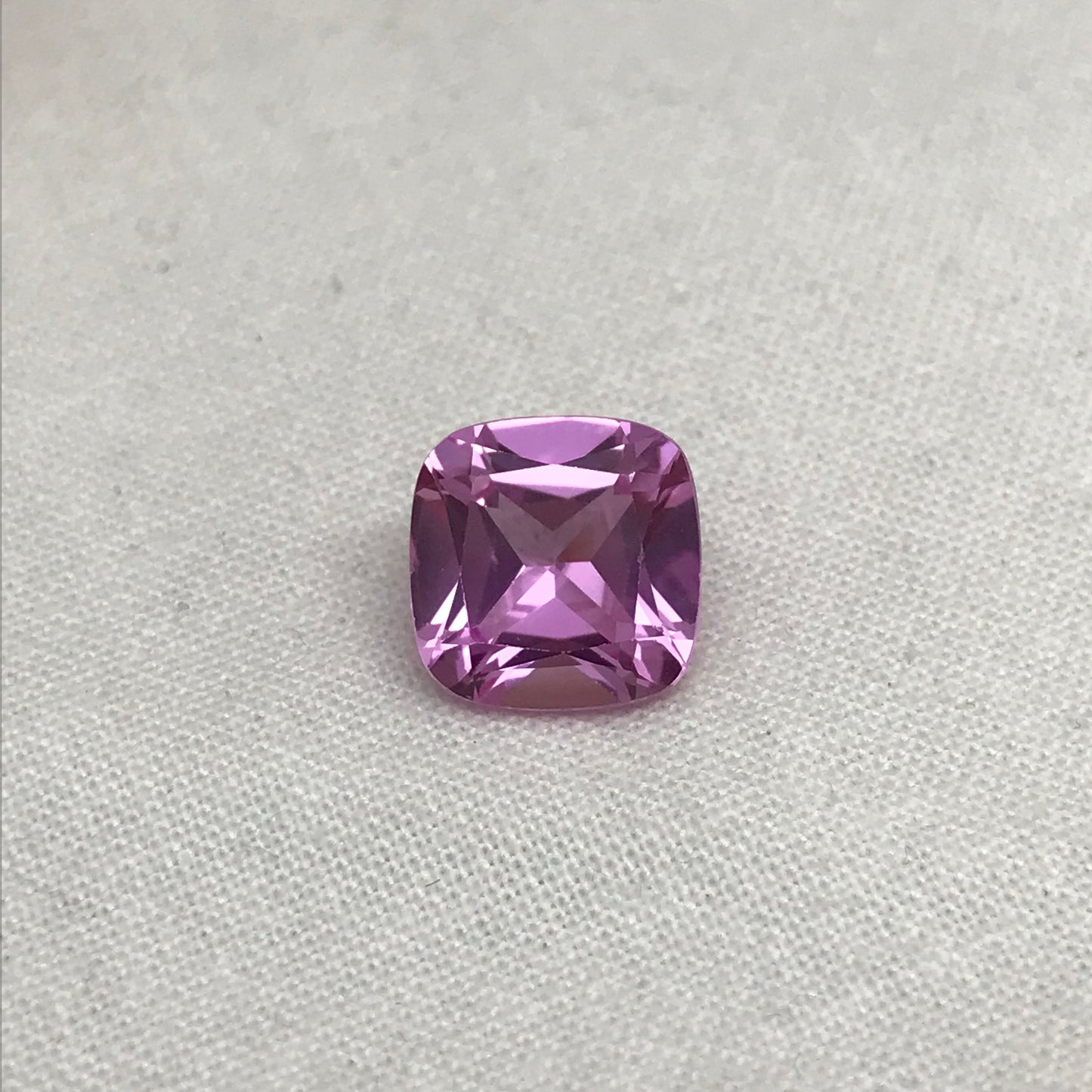 10mm Pink Lab Created Sapphire 5.39 Carat Square Cushion Cut, Faceted Loose Light Pink Gemstone