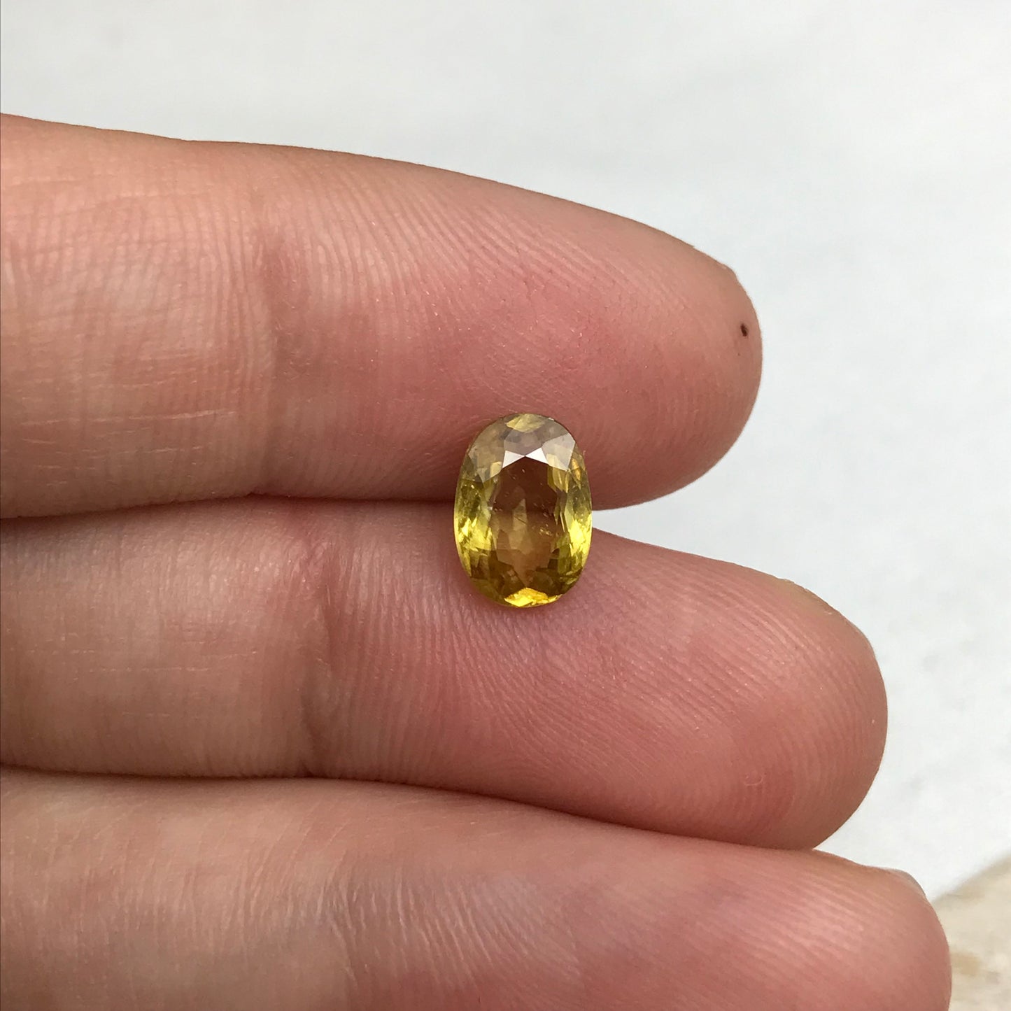 Yellow Sphene 1.53 Carat 8.5x6mm Oval Cut, Natural loose Gemstone