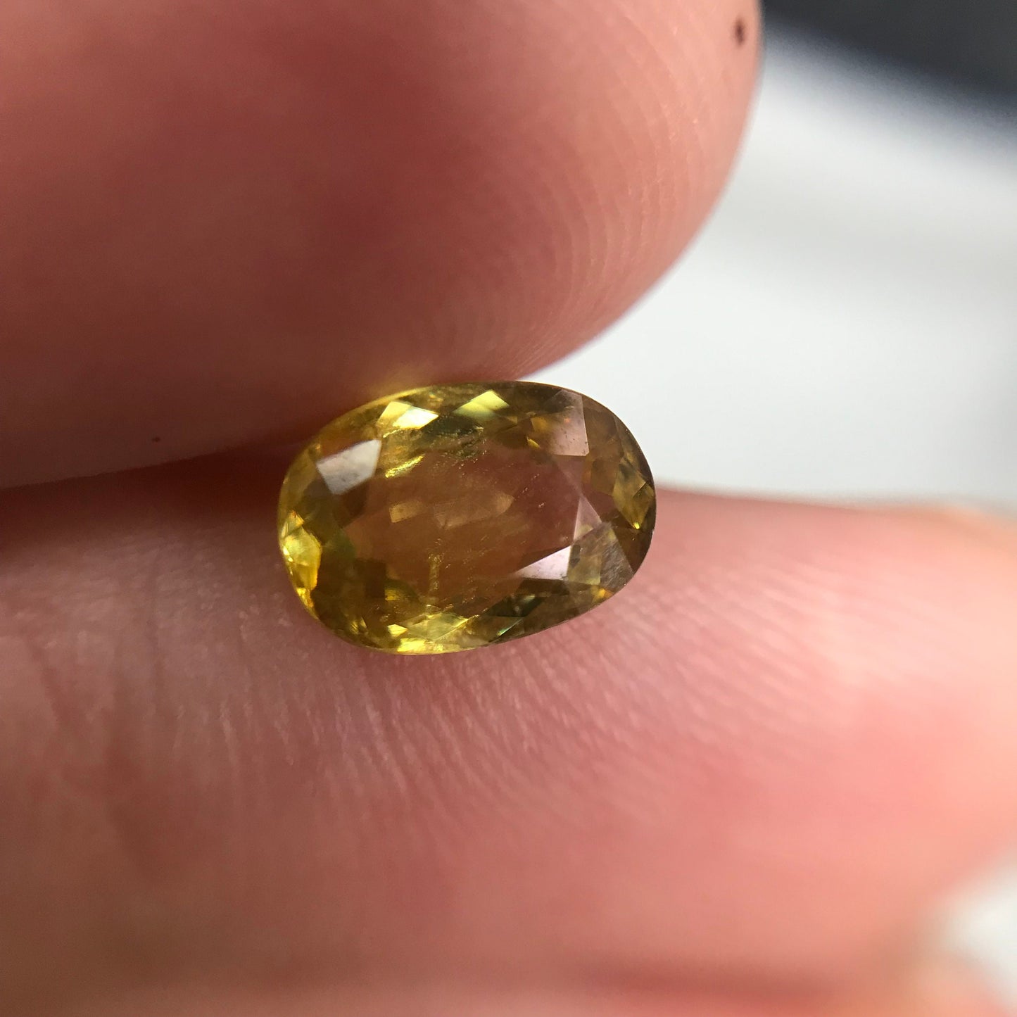 Yellow Sphene 1.53 Carat 8.5x6mm Oval Cut, Natural loose Gemstone