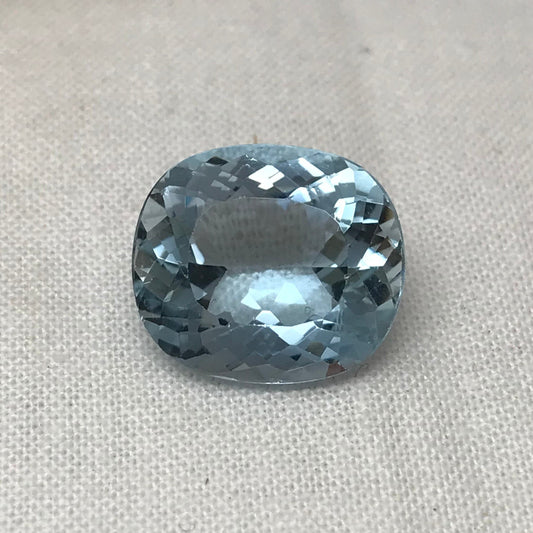 10 Ct Natural Blue Aquamarine 15.7x13.8mm Light Blue Rectangle Cushion Cut Loose Faceted, March Birthstone, 9.97 Ct
