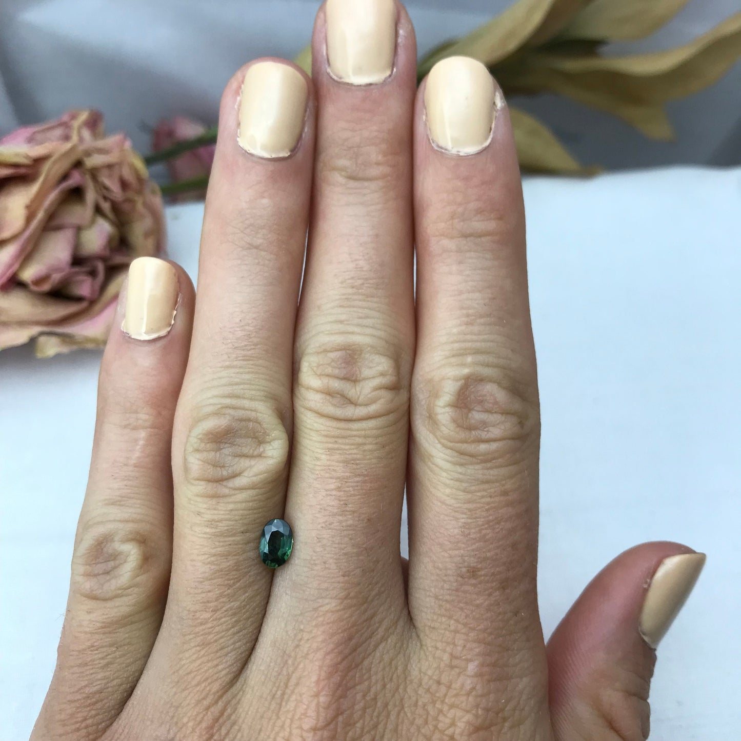 0.62 Green Sapphire 6.3x4.2mm Oval Cut, Faceted Loose Natural Heated Sapphire