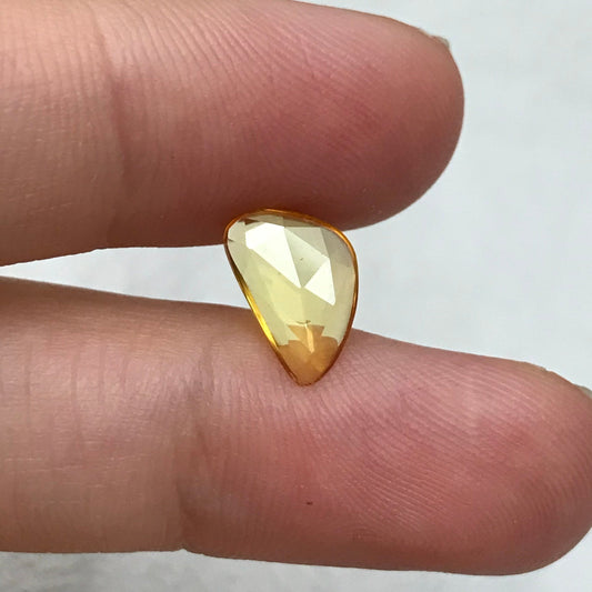 1.66 ct Natural Yellow Sapphire, 11x7mm Rose Cut BE Yellow Sapphire, Freeform Trillion, Beryllium Treated Sapphire