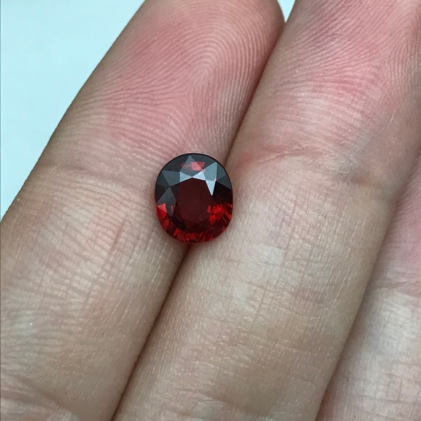1.66 Ct Natural Orangey Red Spessartite Garnet 7.5x6.5mm Oval Cut, Faceted Loose, Deep Red Orange Garnet