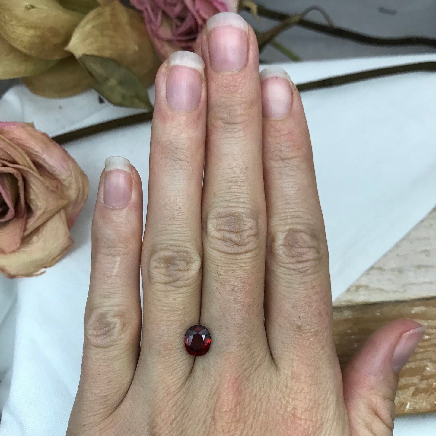 1.66 Ct Natural Orangey Red Spessartite Garnet 7.5x6.5mm Oval Cut, Faceted Loose, Deep Red Orange Garnet