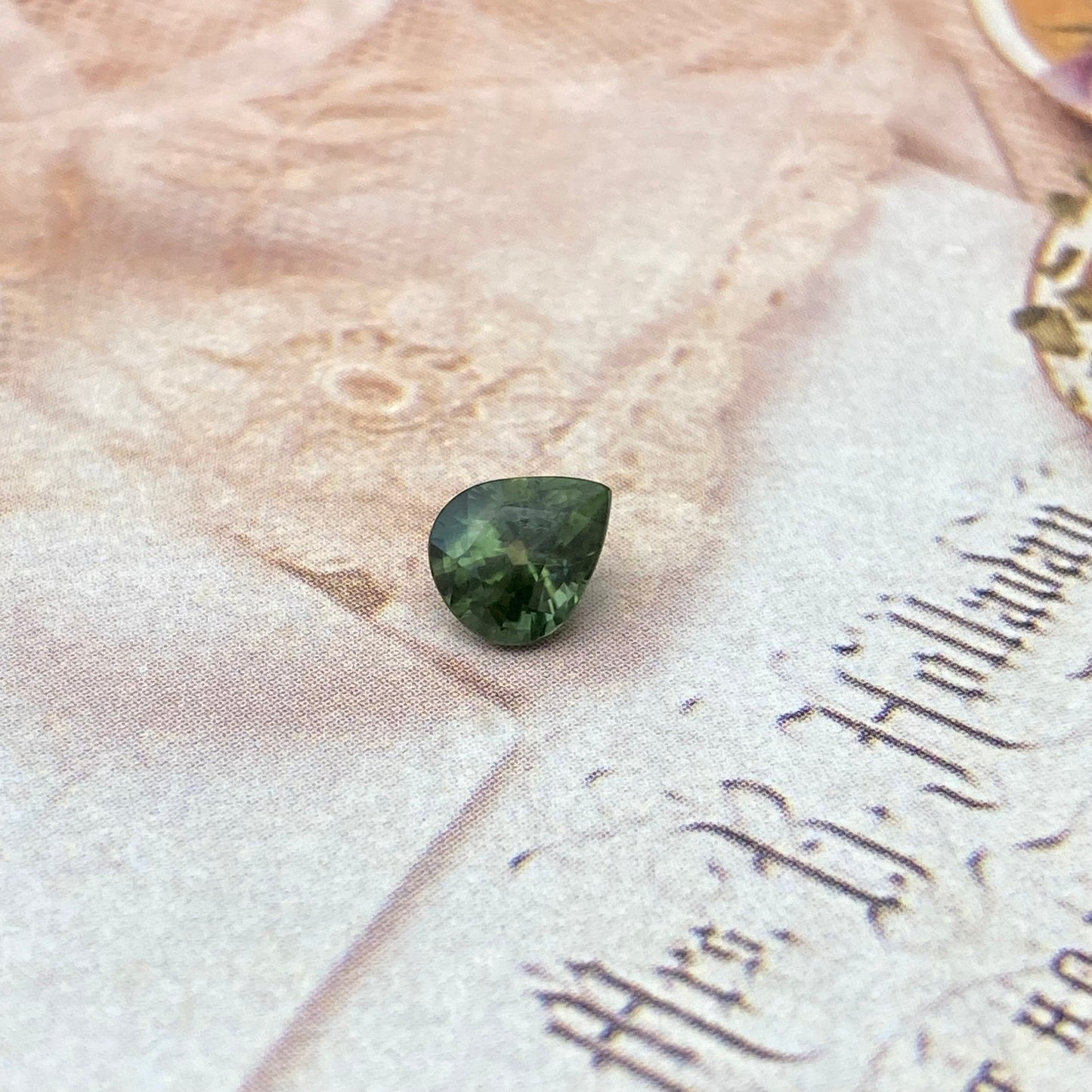 Natural Green Sapphire 6.7x5.6mm Pear Cut, Faceted Loose Gemstone, Unmounted Gem, Bluish Green