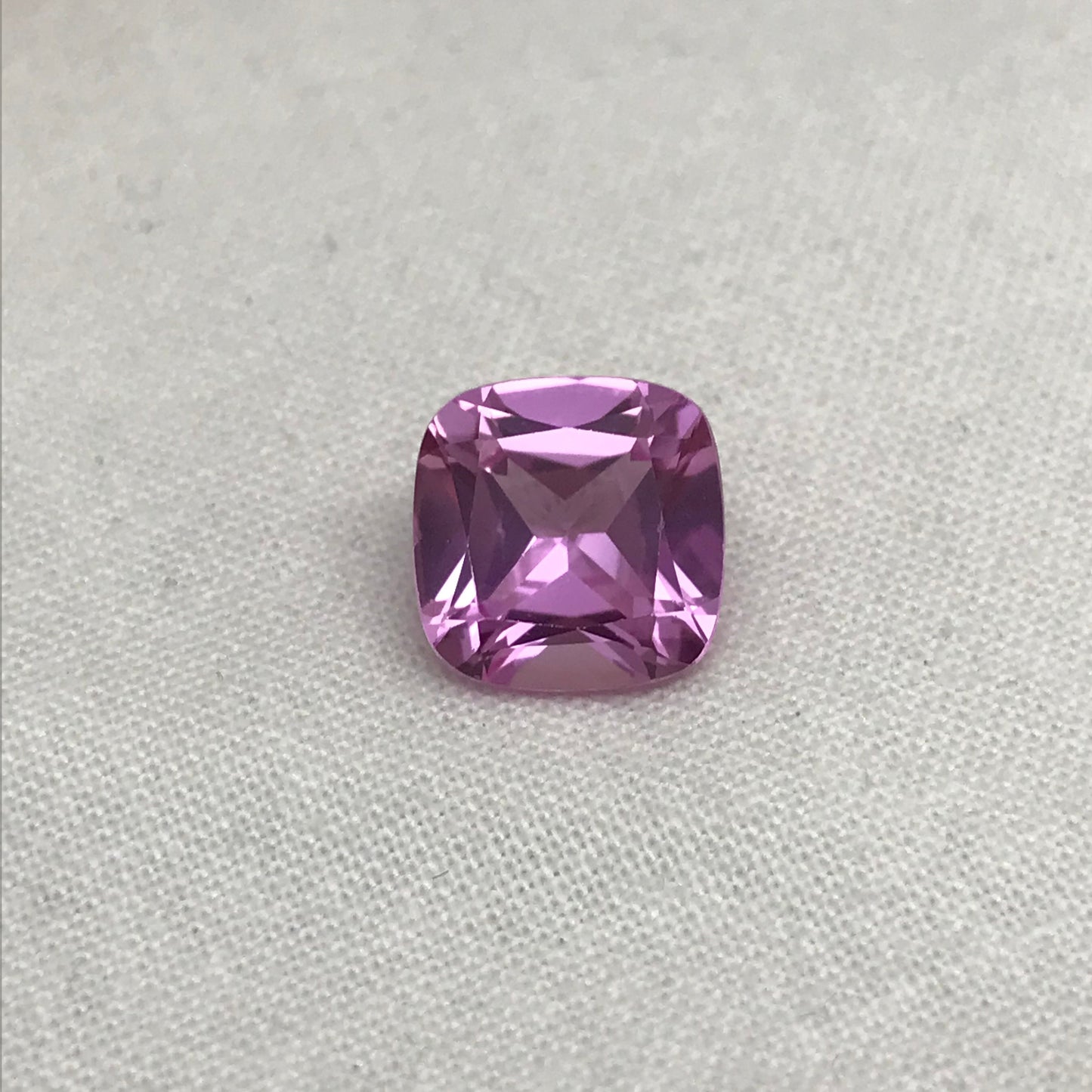 10mm Pink Lab Created Sapphire 5.39 Carat Square Cushion Cut, Faceted Loose Light Pink Gemstone