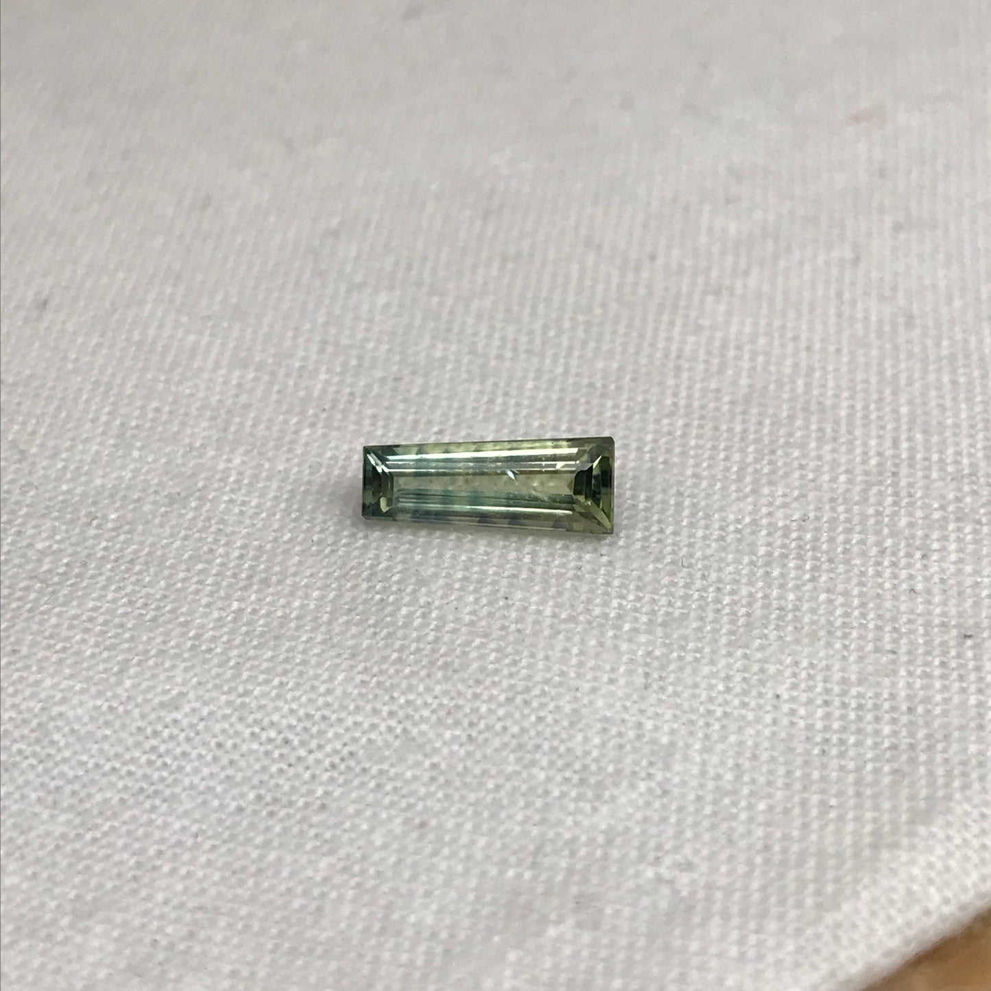 1.16 Ct Natural Parti  Sapphire 9.8x3.7mm Tapered Baguette, Loose Faceted Bi-Color Sapphire, Blue/Light Green