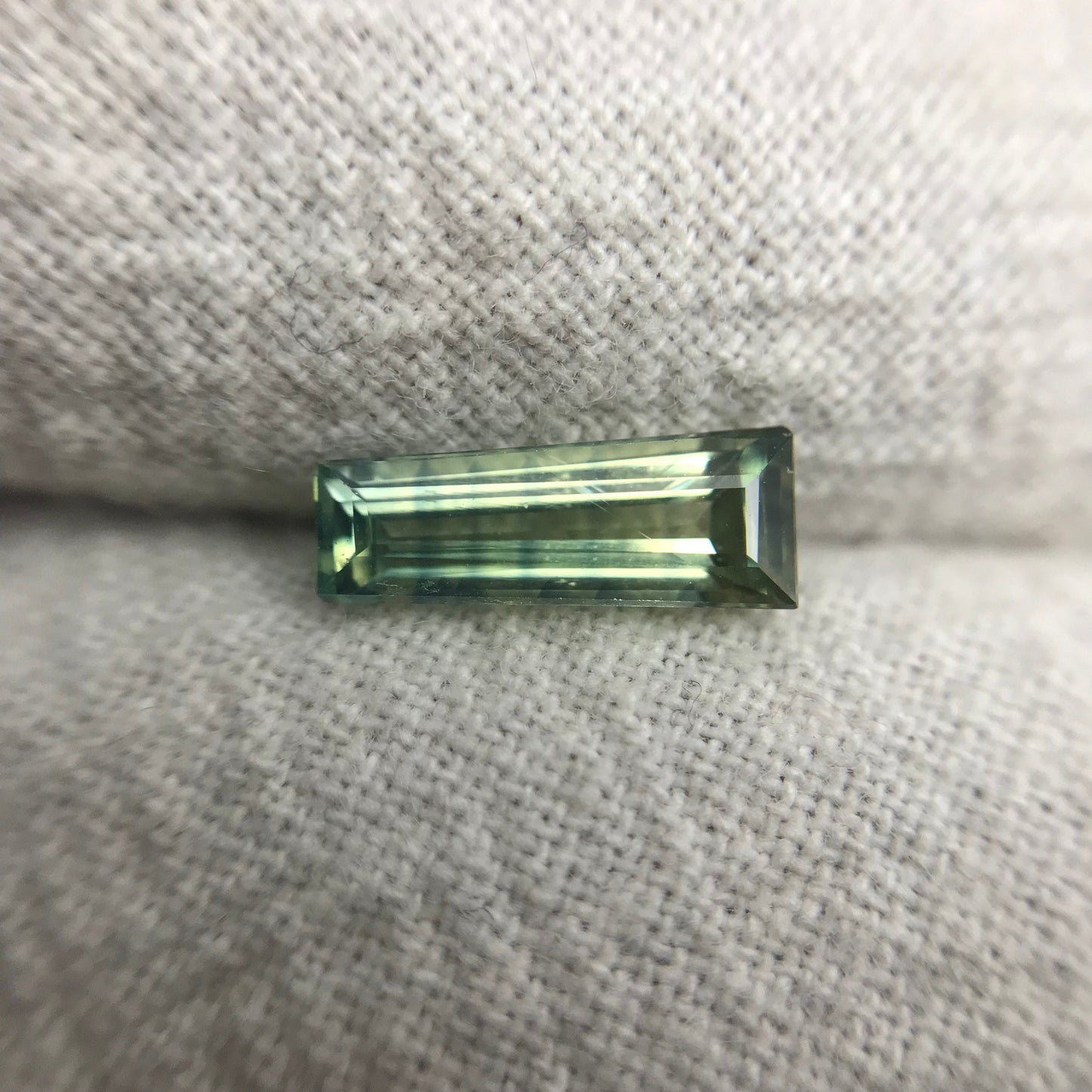 1.16 Ct Natural Parti  Sapphire 9.8x3.7mm Tapered Baguette, Loose Faceted Bi-Color Sapphire, Blue/Light Green
