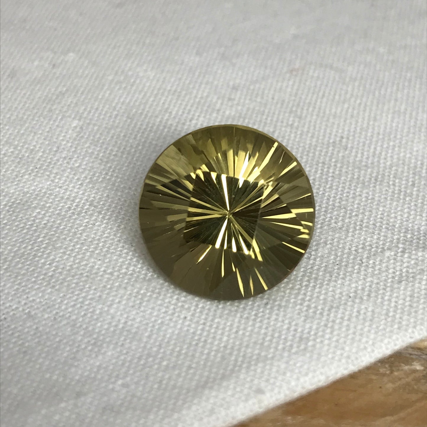 15mm Citrine Fancy Round Cut, 10.79 carat, Faceted Loose Yellow November Birthstone, Concave cut