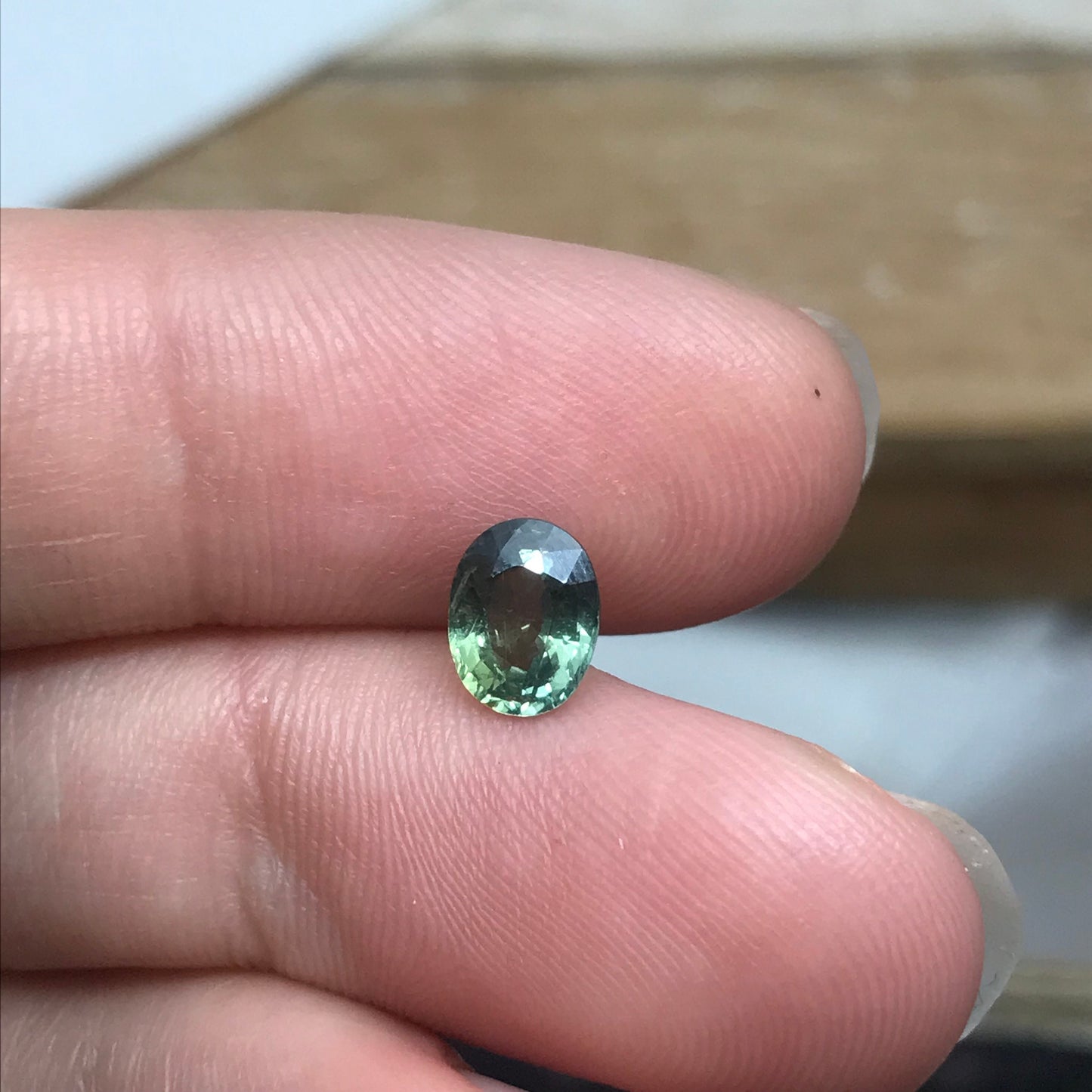 1.13 Carat Green Sapphire 6.47x5.2mm Oval Cut, Unheated Faceted Loose Natural Sapphire For Jewelry Setting