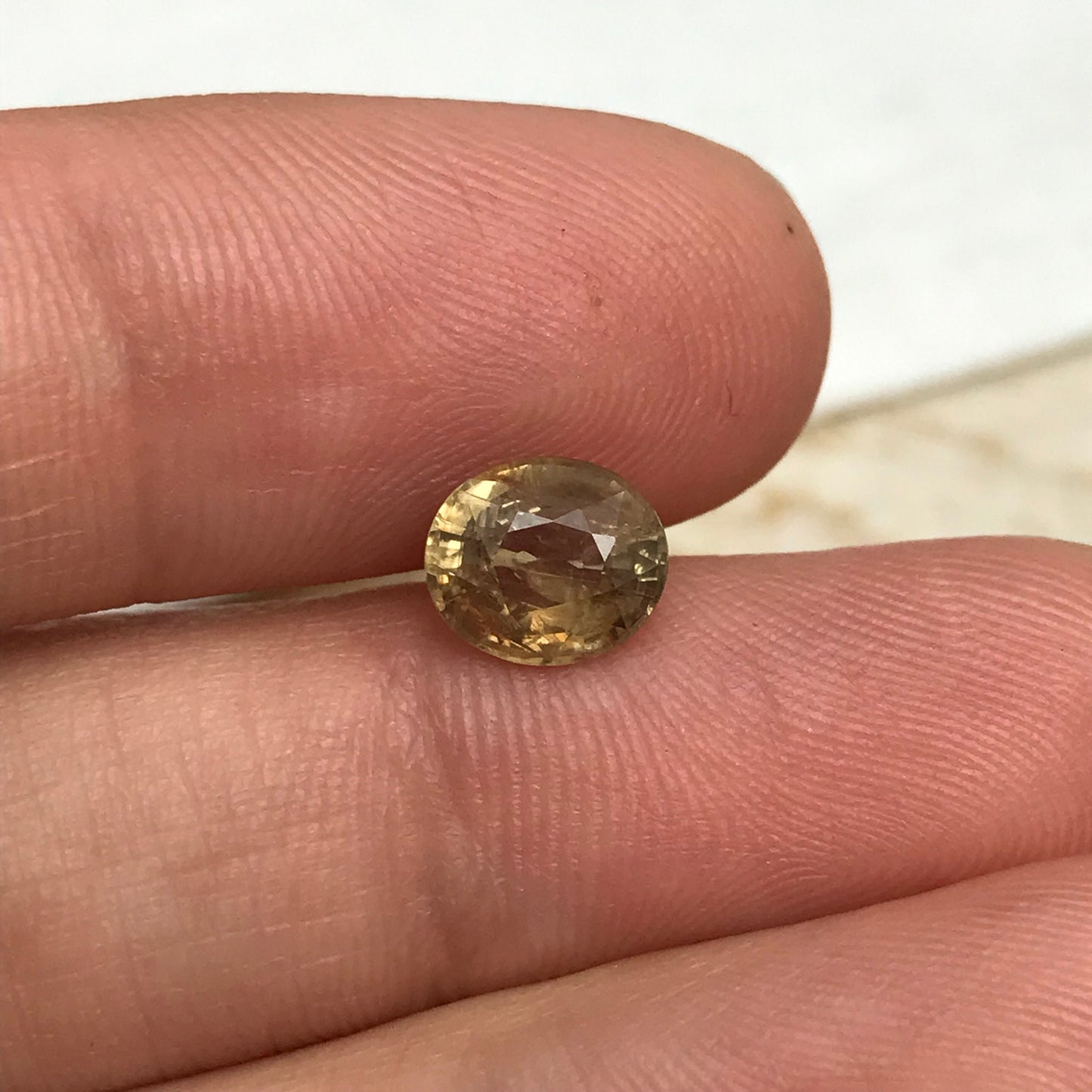 1.7 Carat Yellow Sapphire 7.4x6.4mm Oval Cut, Unheated Faceted Loose Natural Sapphire, Madagascar