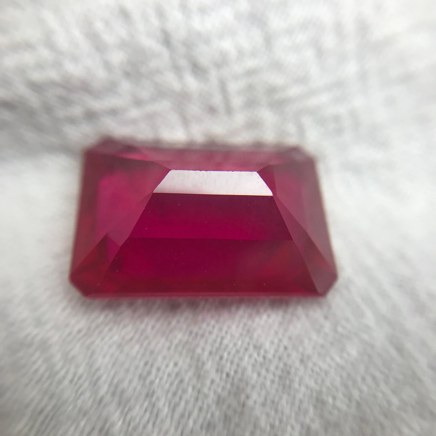 16x12mm Lab Created Ruby Emerald Cut, 13.89 carat Lab Created Faceted Loose Red Synthetic Corundum, Large Gem