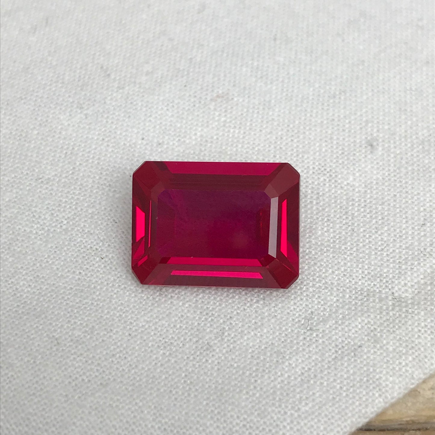 16x12mm Lab Created Ruby Emerald Cut, 13.89 carat Lab Created Faceted Loose Red Synthetic Corundum, Large Gem