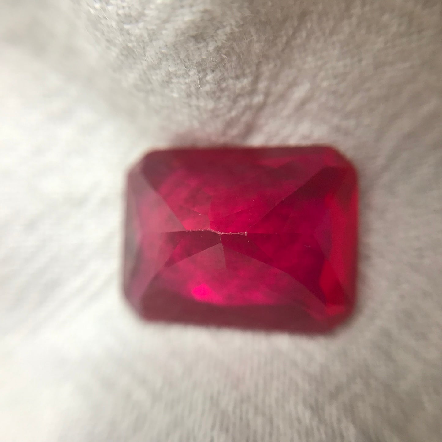 14 Carat Lab Ruby 16x12mm Rectangle Cut, Lab Created Faceted Loose Red Ruby