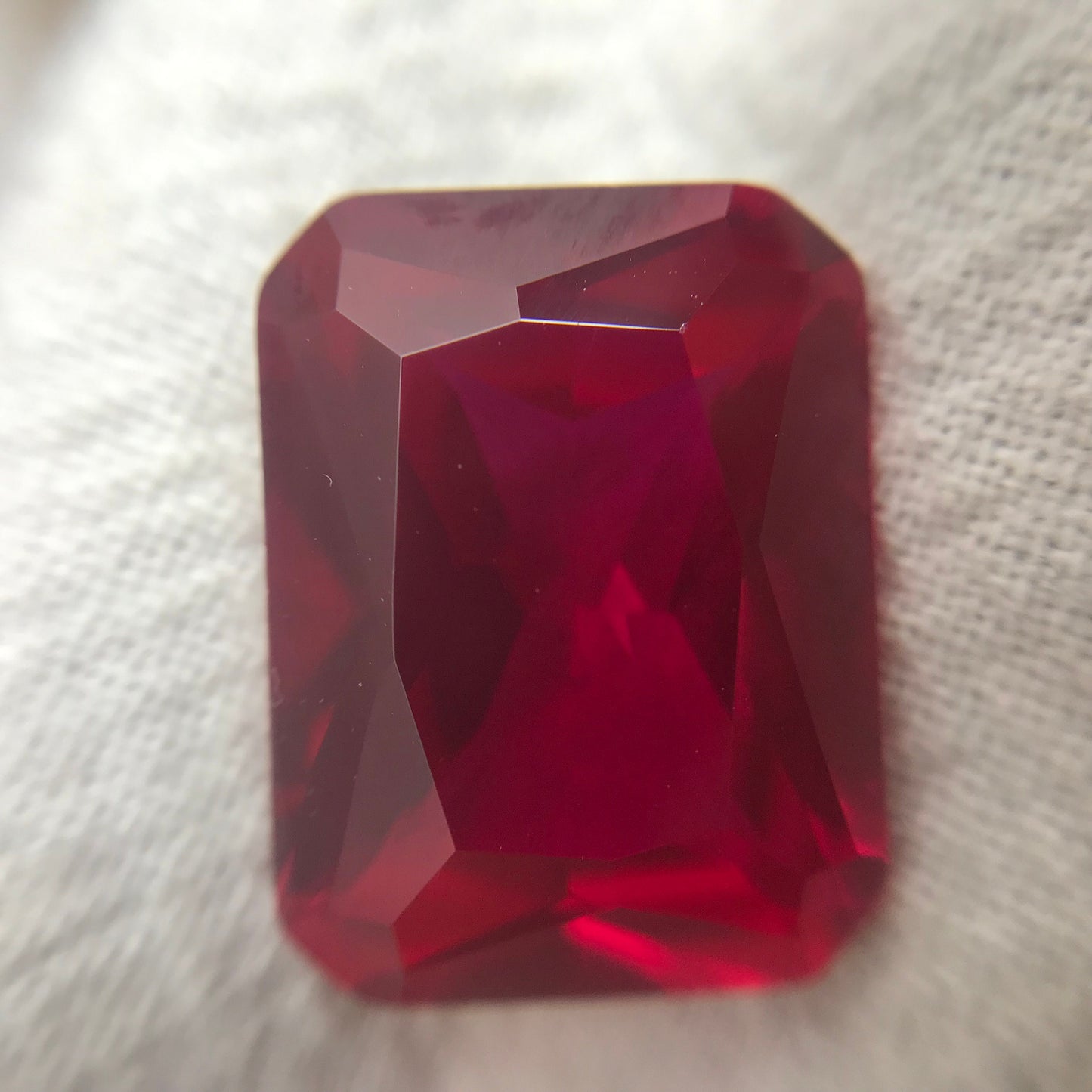 14 Carat Lab Ruby 16x12mm Rectangle Cut, Lab Created Faceted Loose Red Ruby