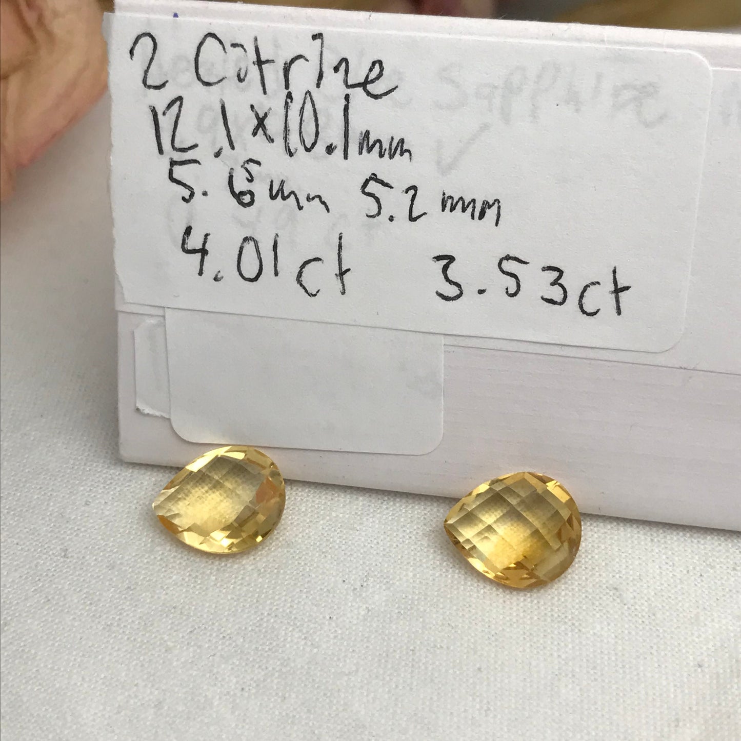 Pair of 12x10mm Citrine 7.54CTW, Pear Cut, Faceted Loose Orange Gemstones, November Birthstone