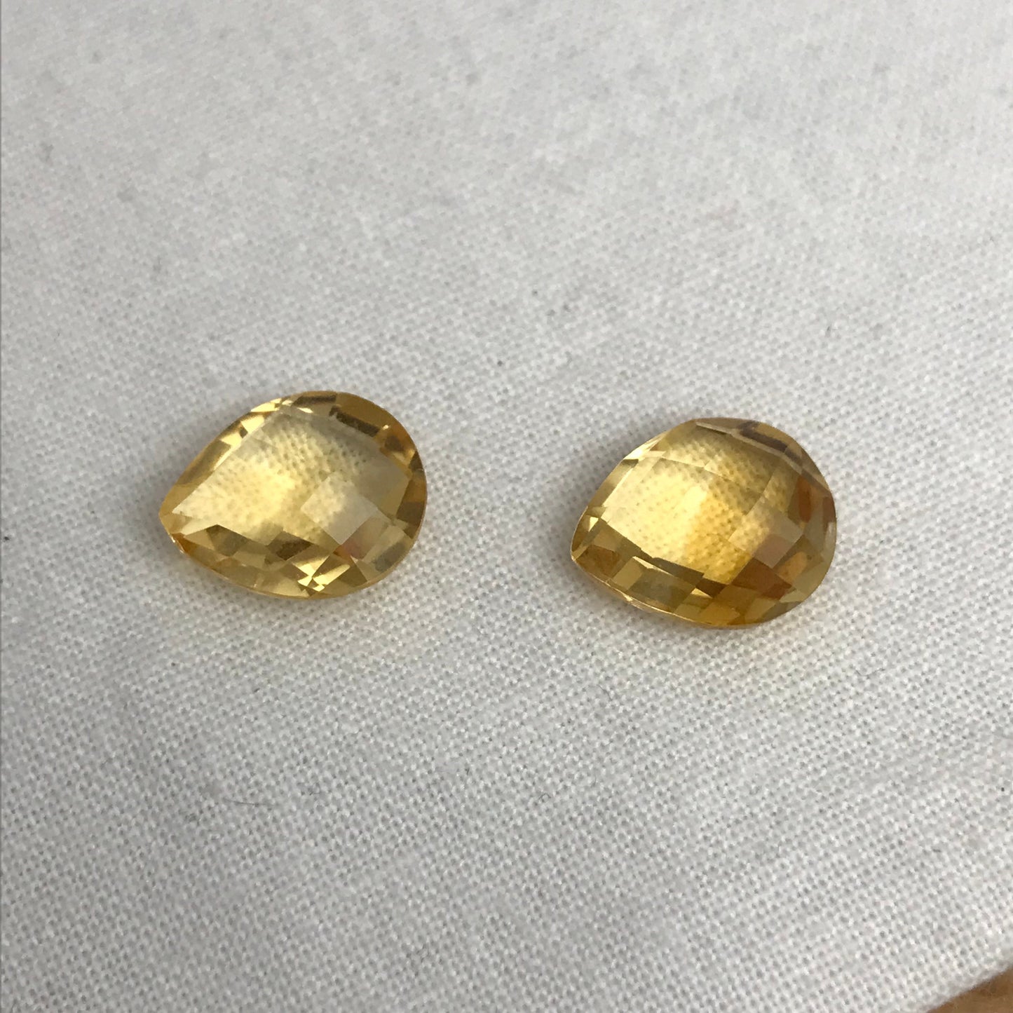 Pair of 12x10mm Citrine 7.54CTW, Pear Cut, Faceted Loose Orange Gemstones, November Birthstone