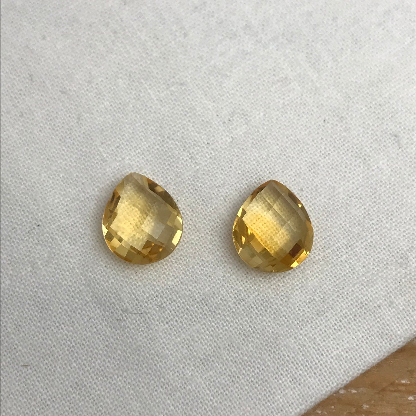Pair of 12x10mm Citrine 7.54CTW, Pear Cut, Faceted Loose Orange Gemstones, November Birthstone