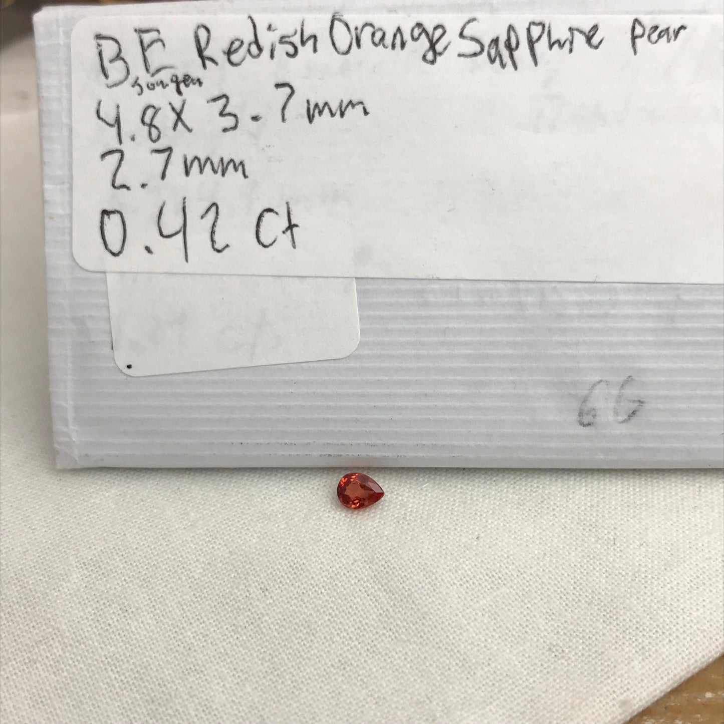 0.42 carat Natural Orange Sapphire 4.8x3.7mm Pear Cut Faceted Loose Earth Mined Beryllium Treated - BE TREATED