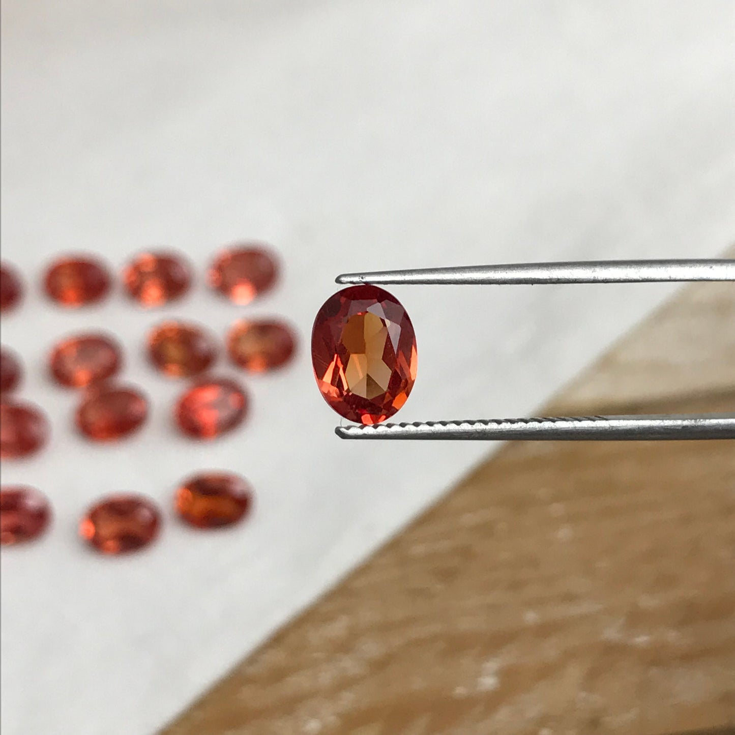 One- 8x6mm Lab Created Orange Sapphire 1.39-1.87 Carat Oval Cut, Loose Gemstone,