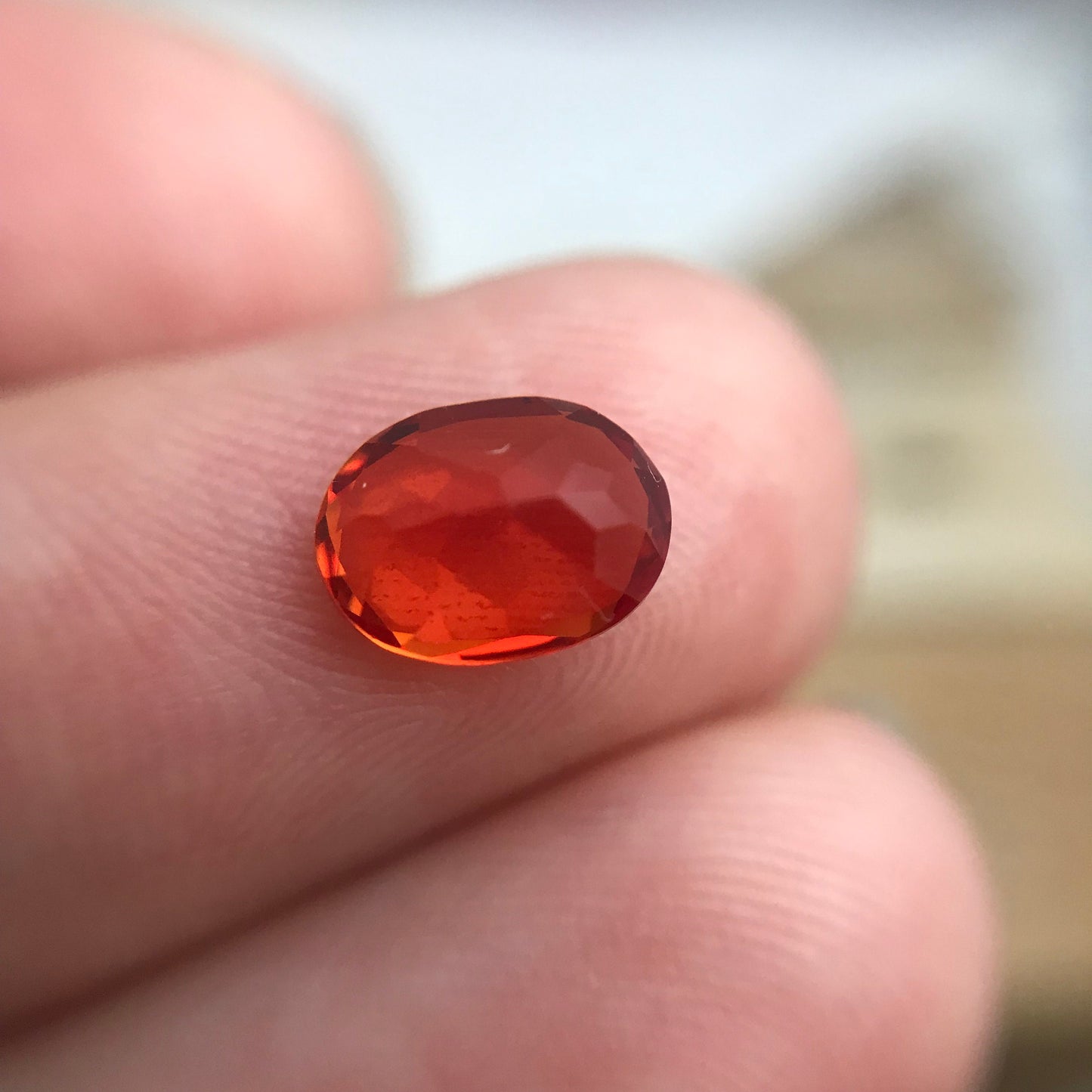 One- 8x6mm Lab Created Orange Sapphire 1.39-1.87 Carat Oval Cut, Loose Gemstone,