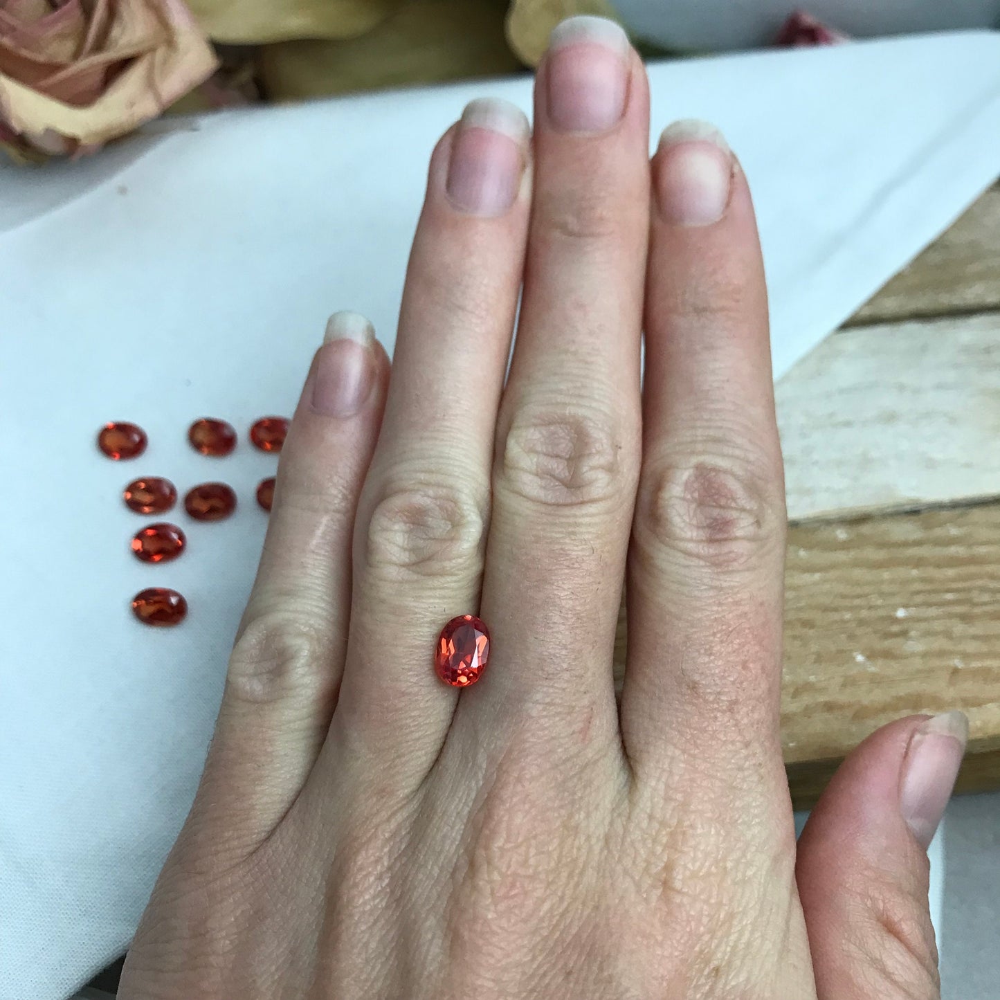 One- 8x6mm Lab Created Orange Sapphire 1.39-1.87 Carat Oval Cut, Loose Gemstone,