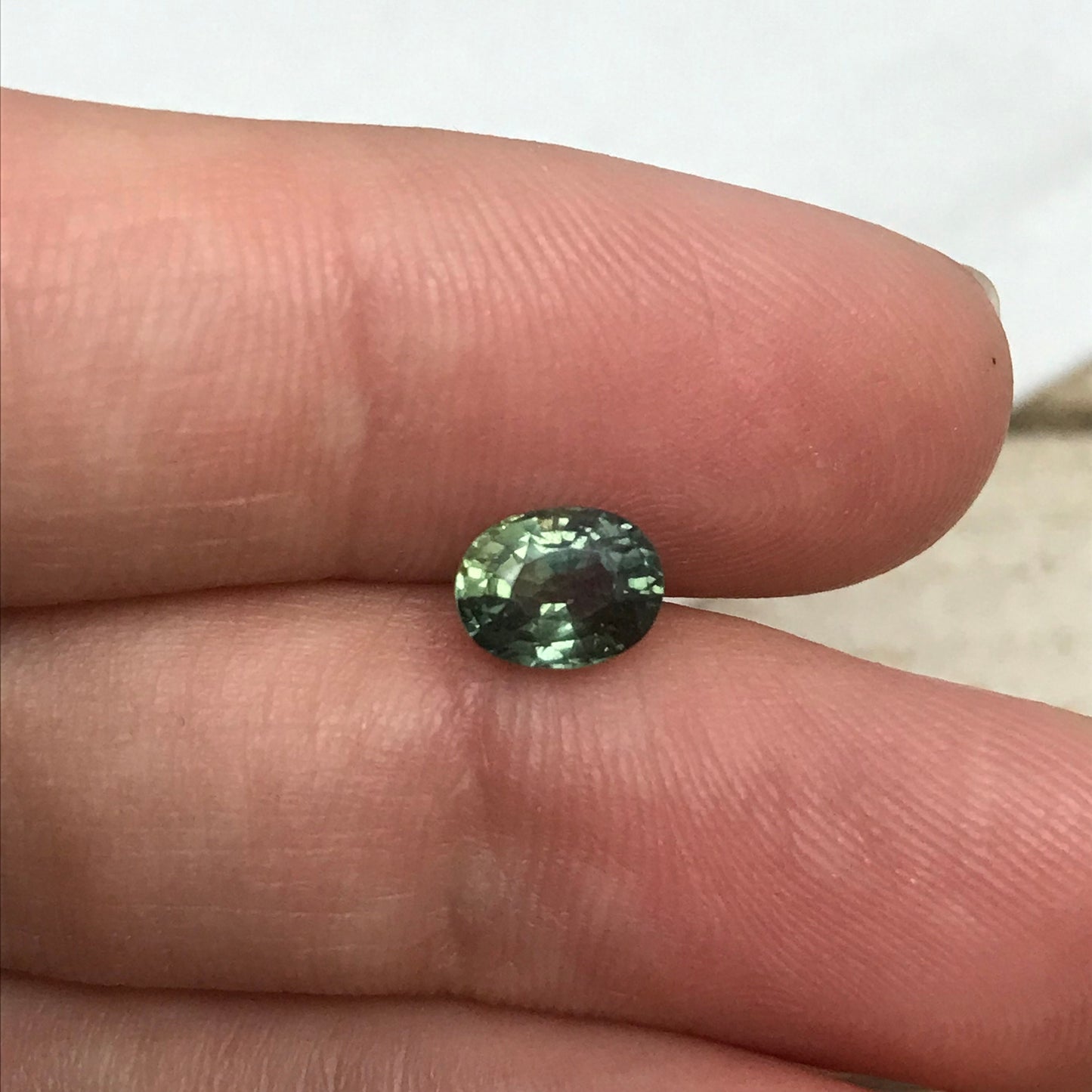 1.13 Carat Green Sapphire 6.47x5.2mm Oval Cut, Unheated Faceted Loose Natural Sapphire For Jewelry Setting