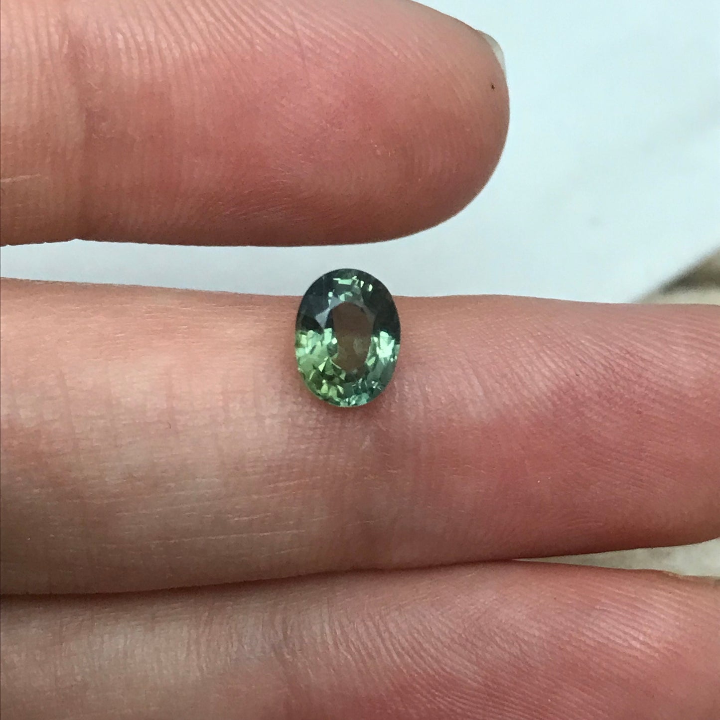 1.13 Carat Green Sapphire 6.47x5.2mm Oval Cut, Unheated Faceted Loose Natural Sapphire For Jewelry Setting