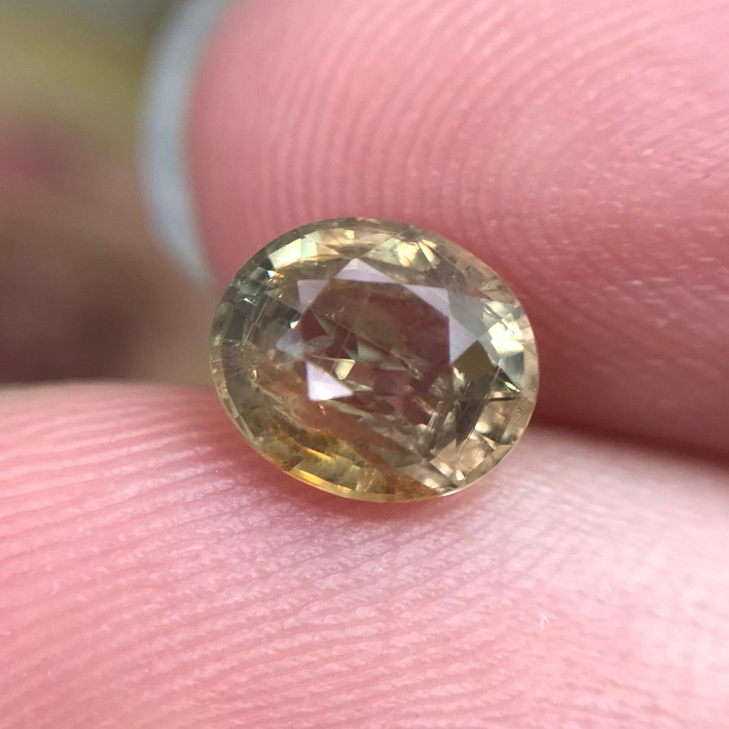 1.7 Carat Yellow Sapphire 7.4x6.4mm Oval Cut, Unheated Faceted Loose Natural Sapphire, Madagascar