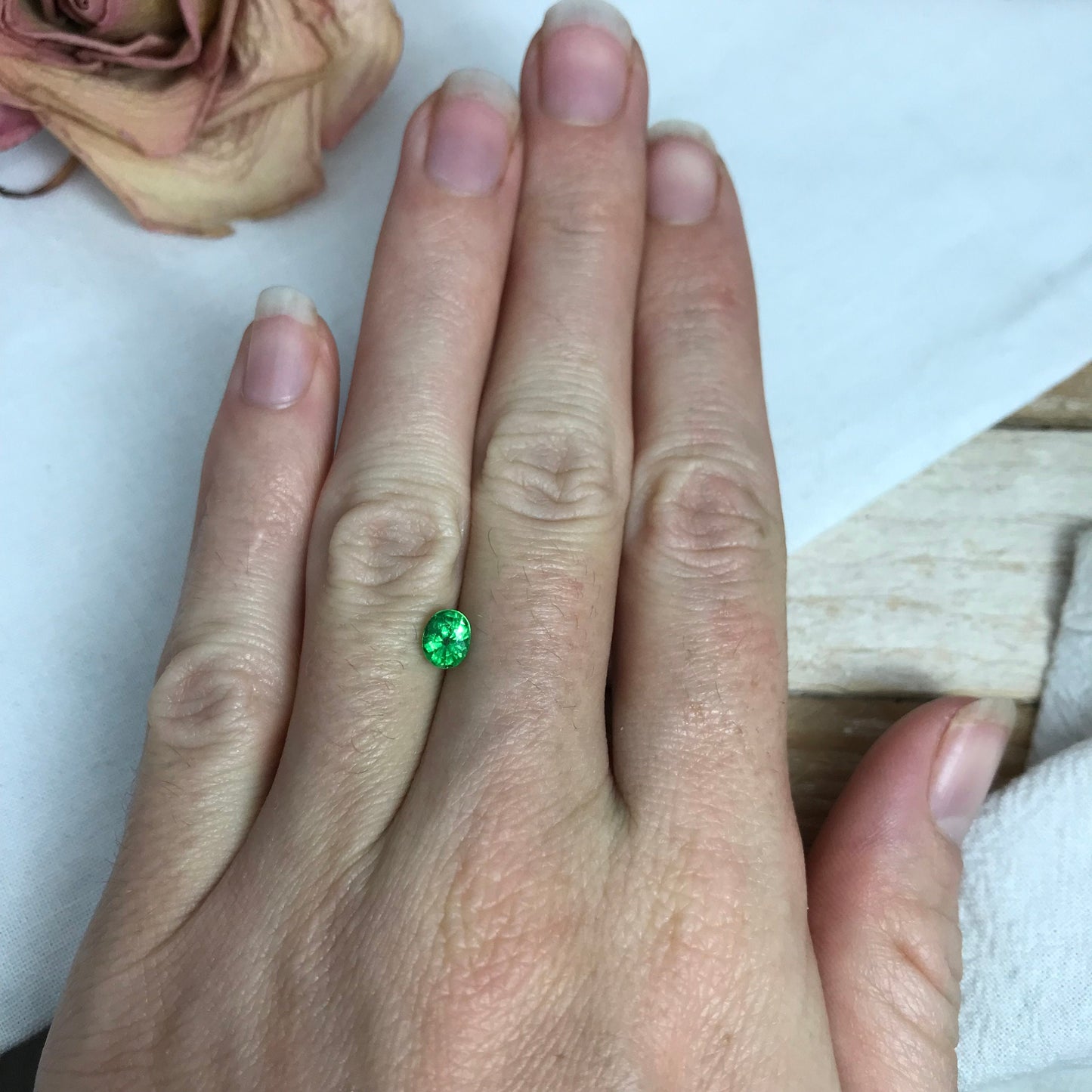 0.76 Carat Green Tsavorite Garnet 5.78x4.63mm Oval Cut, Faceted Loose Gemstone