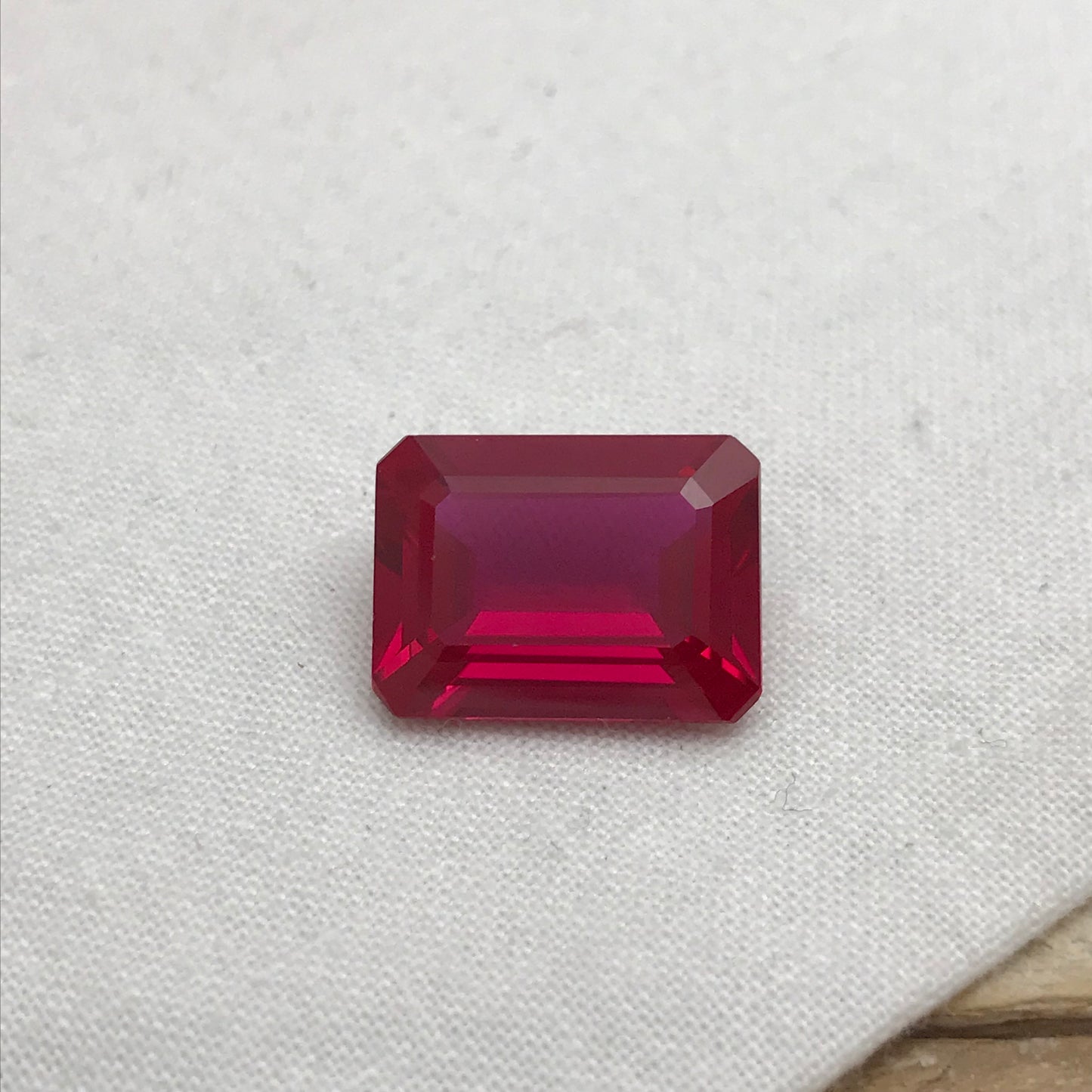 16x12mm Lab Created Ruby Emerald Cut, 13.89 carat Lab Created Faceted Loose Red Synthetic Corundum, Large Gem