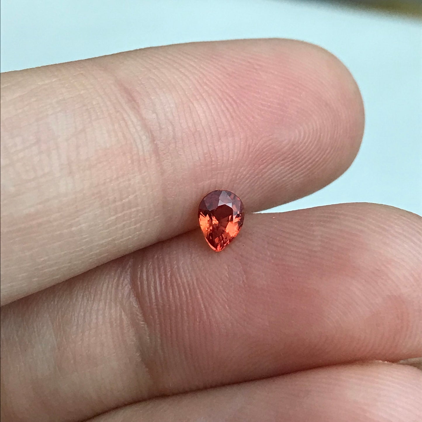 0.42 carat Natural Orange Sapphire 4.8x3.7mm Pear Cut Faceted Loose Earth Mined Beryllium Treated - BE TREATED