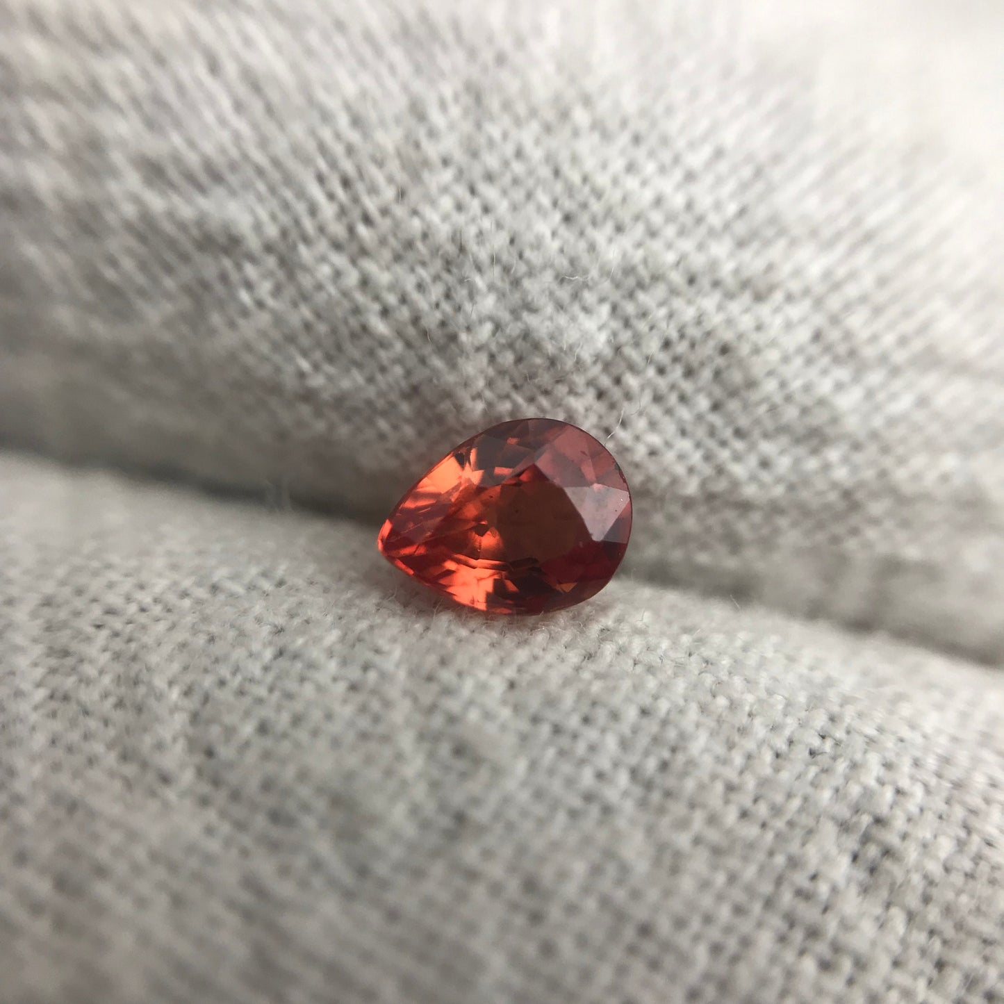 0.42 carat Natural Orange Sapphire 4.8x3.7mm Pear Cut Faceted Loose Earth Mined Beryllium Treated - BE TREATED