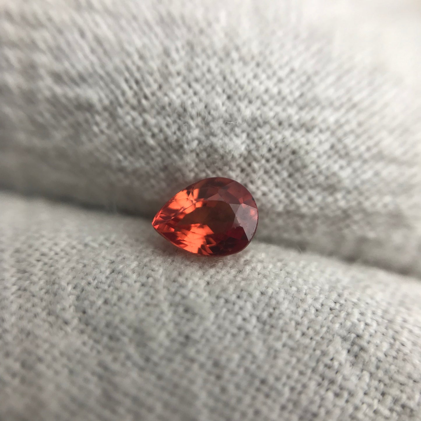 0.42 carat Natural Orange Sapphire 4.8x3.7mm Pear Cut Faceted Loose Earth Mined Beryllium Treated - BE TREATED