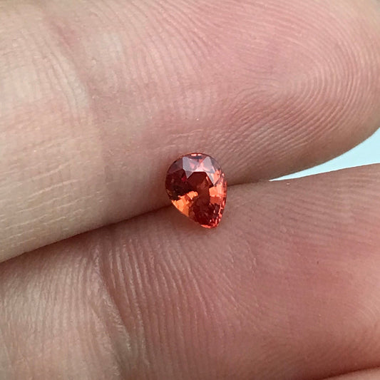 0.42 carat Natural Orange Sapphire 4.8x3.7mm Pear Cut Faceted Loose Earth Mined Beryllium Treated - BE TREATED