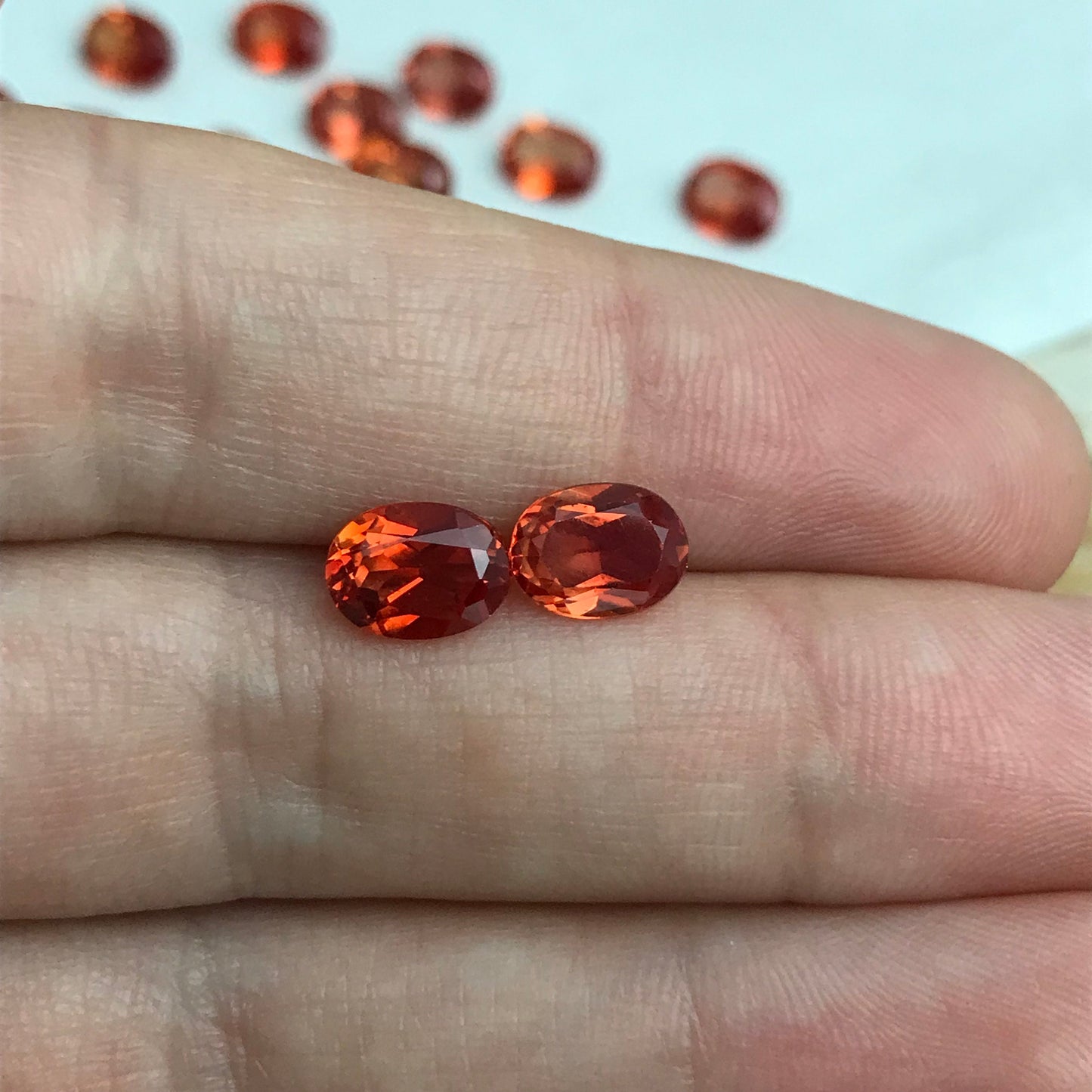 One- 8x6mm Lab Created Orange Sapphire 1.39-1.87 Carat Oval Cut, Loose Gemstone,