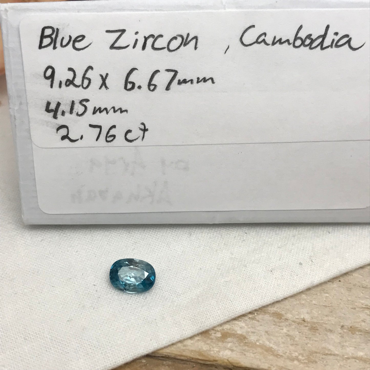 2.76 Carat Blue Zircon 9.26x6.67mm Oval Cut, Faceted Loose Gemstone