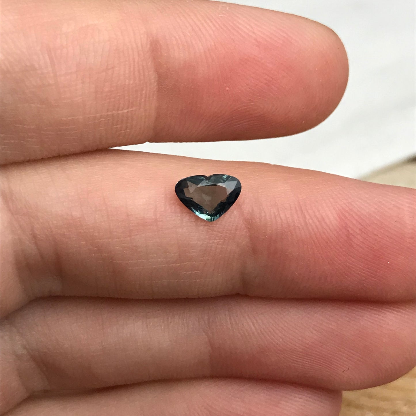 0.61 Ct Natural Blue-Green Sapphire 6.7x4.8mm, Wide Heart Cut Gem, Faceted Loose Gemstone, Heated Sapphire