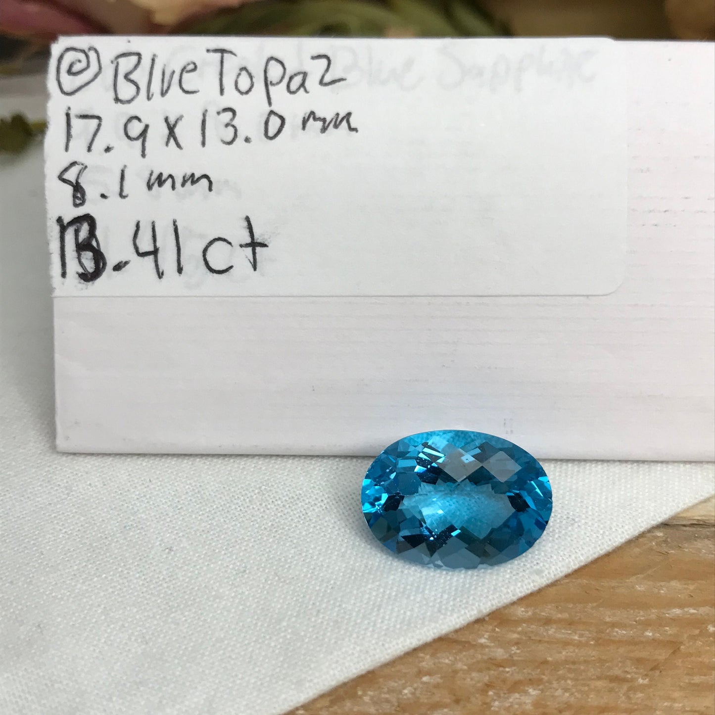 13 Carat Blue Topaz with Chips, 18x13mm Oval Worn Faceted Discount Gemstone, Reclaimed/Recycled Imperfect Gem