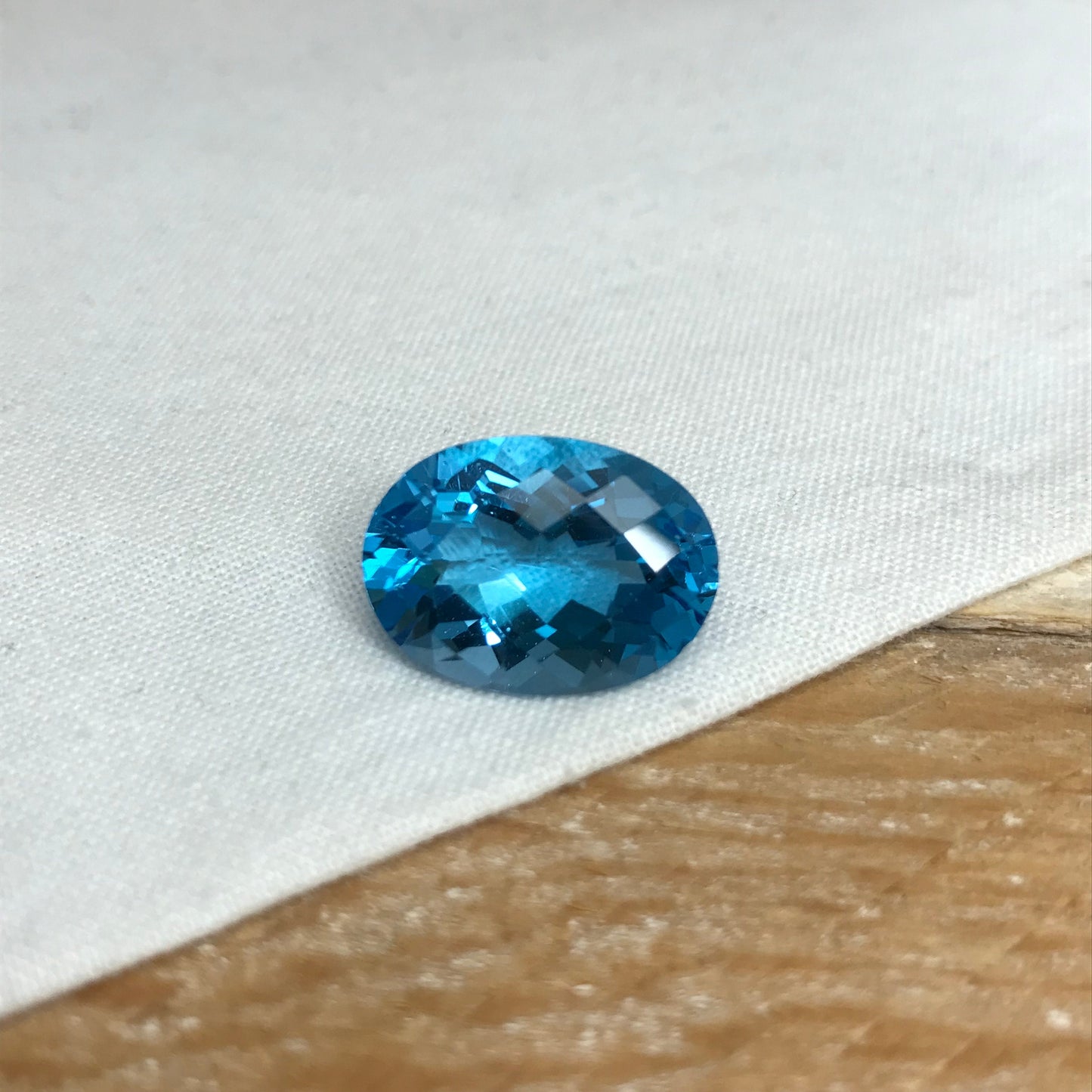 13 Carat Blue Topaz with Chips, 18x13mm Oval Worn Faceted Discount Gemstone, Reclaimed/Recycled Imperfect Gem