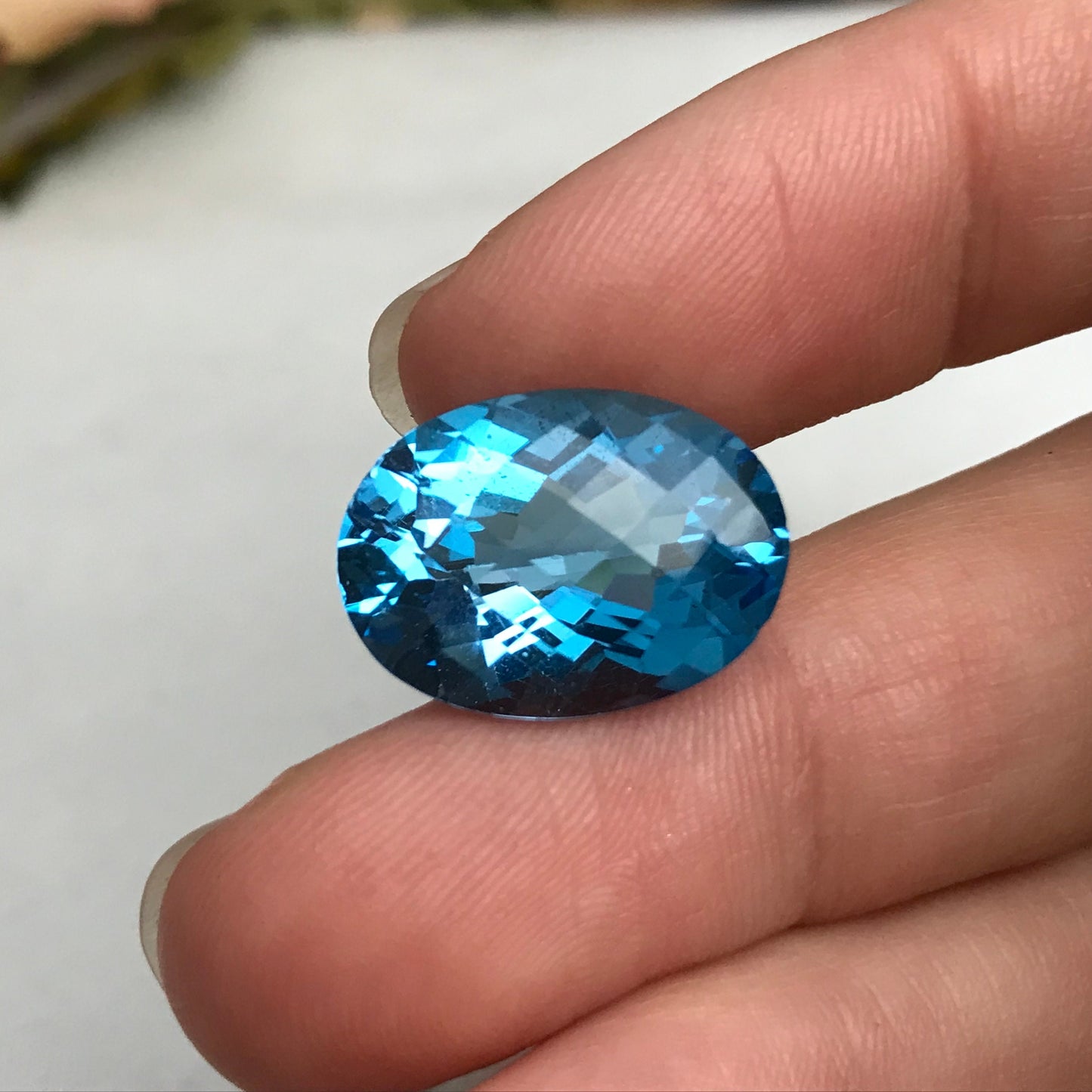 13 Carat Blue Topaz with Chips, 18x13mm Oval Worn Faceted Discount Gemstone, Reclaimed/Recycled Imperfect Gem